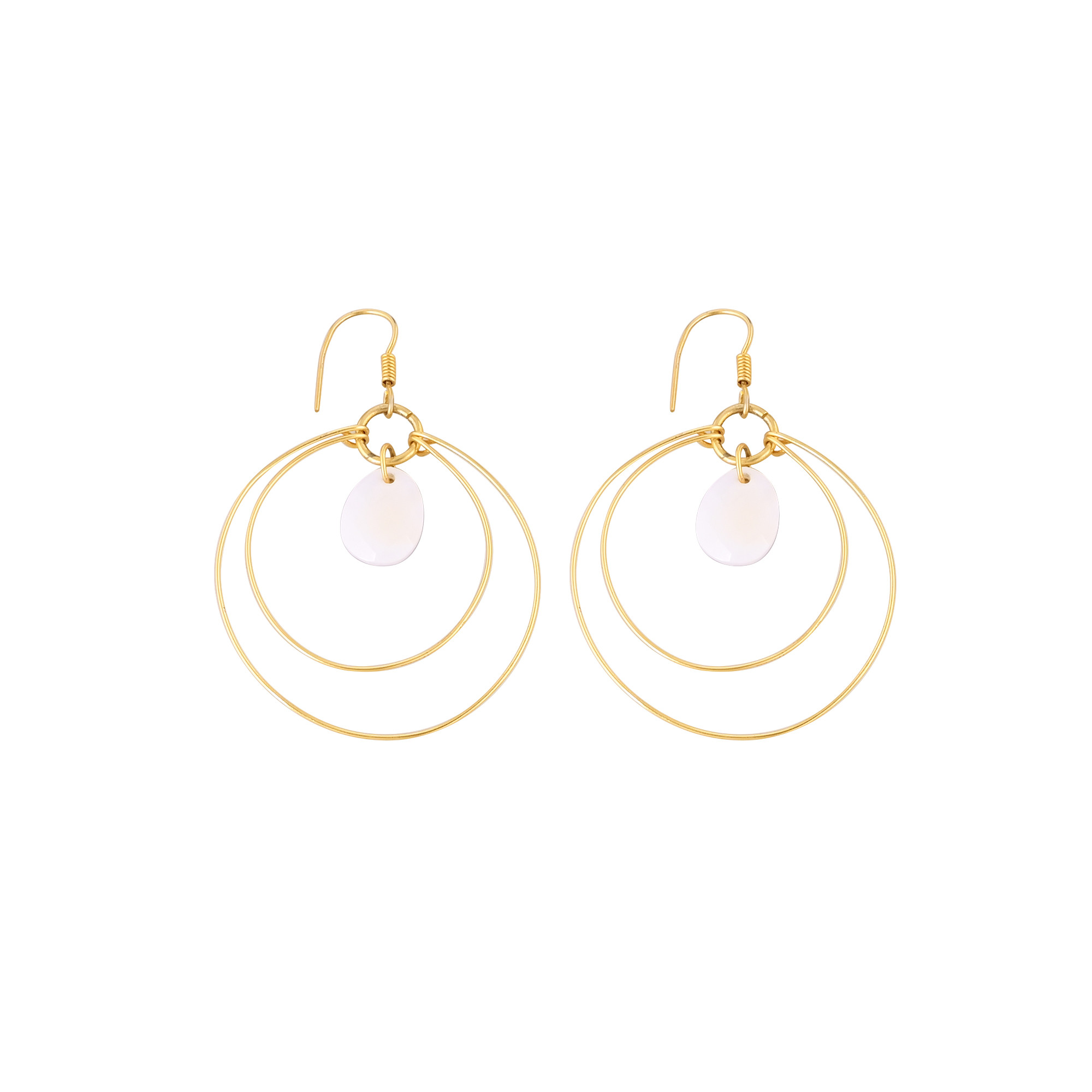 Handmade Yellow Gold-Plated White Kind Gemstone Earring Dangler Jewelry Stylish Trendy Earring Birthday Gifts