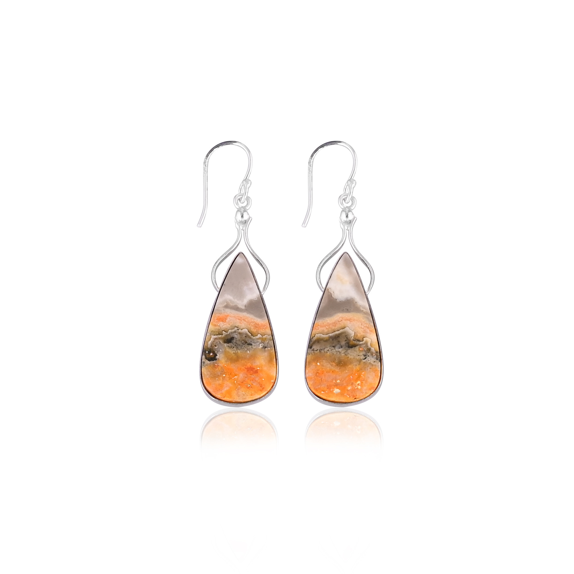 Bumble Bee Jasper Pear Gemstone Brass Silver Plated Earring Handmade Earring Dangle Earring