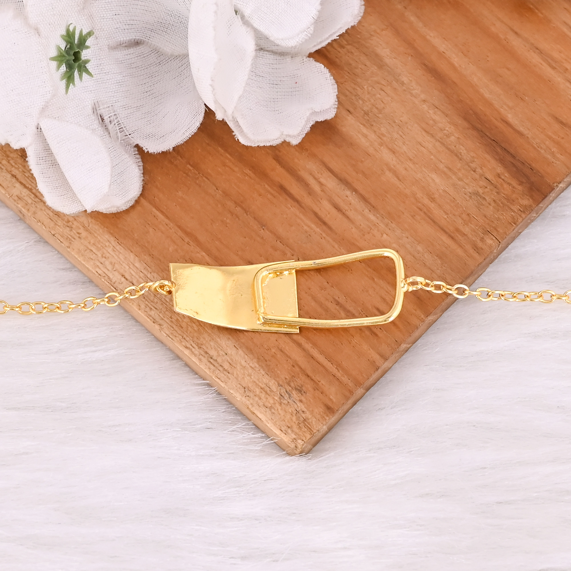 Handmade Yellow Gold-Plated Brass Boho Chic Dainty Unique Gift Bracelet Charm Jewelry