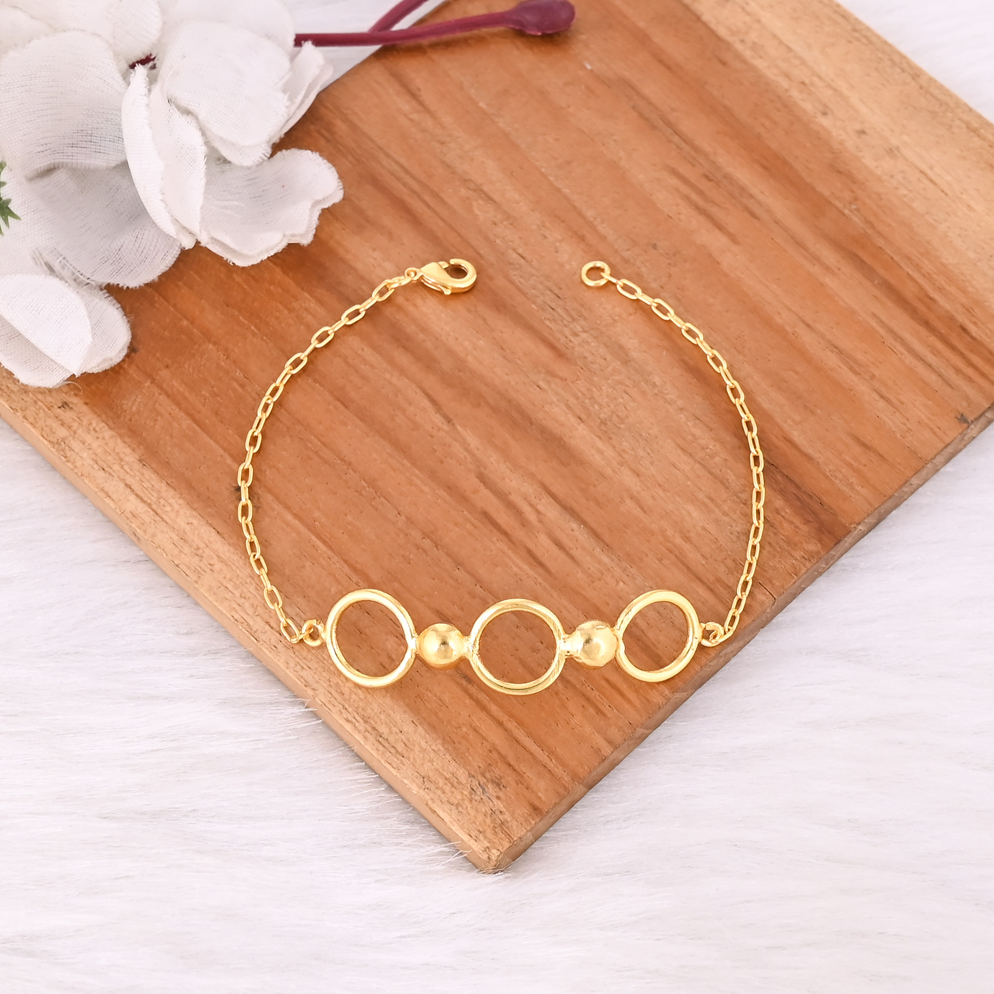 Yellow Gold Plated Brass Handmade Designer Unique Gift Women Bracelet Jewelry Custom Jewelry