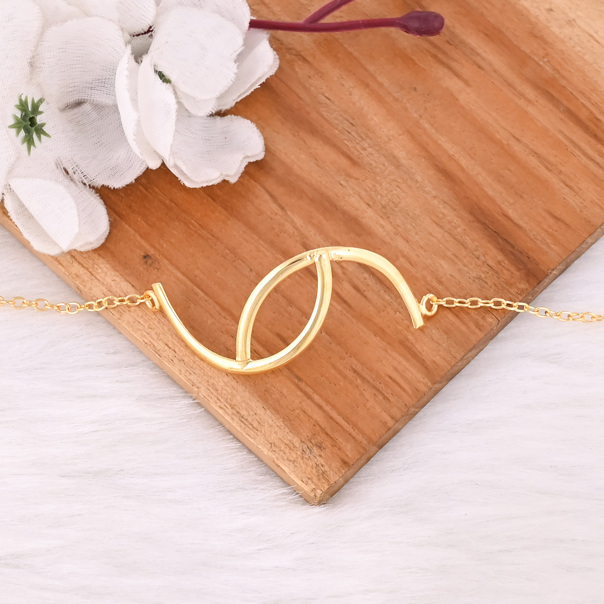 Yellow Gold-Plated Brass Boho Chic Dainty Bracelet Wedding Engagement Gift Jewelry