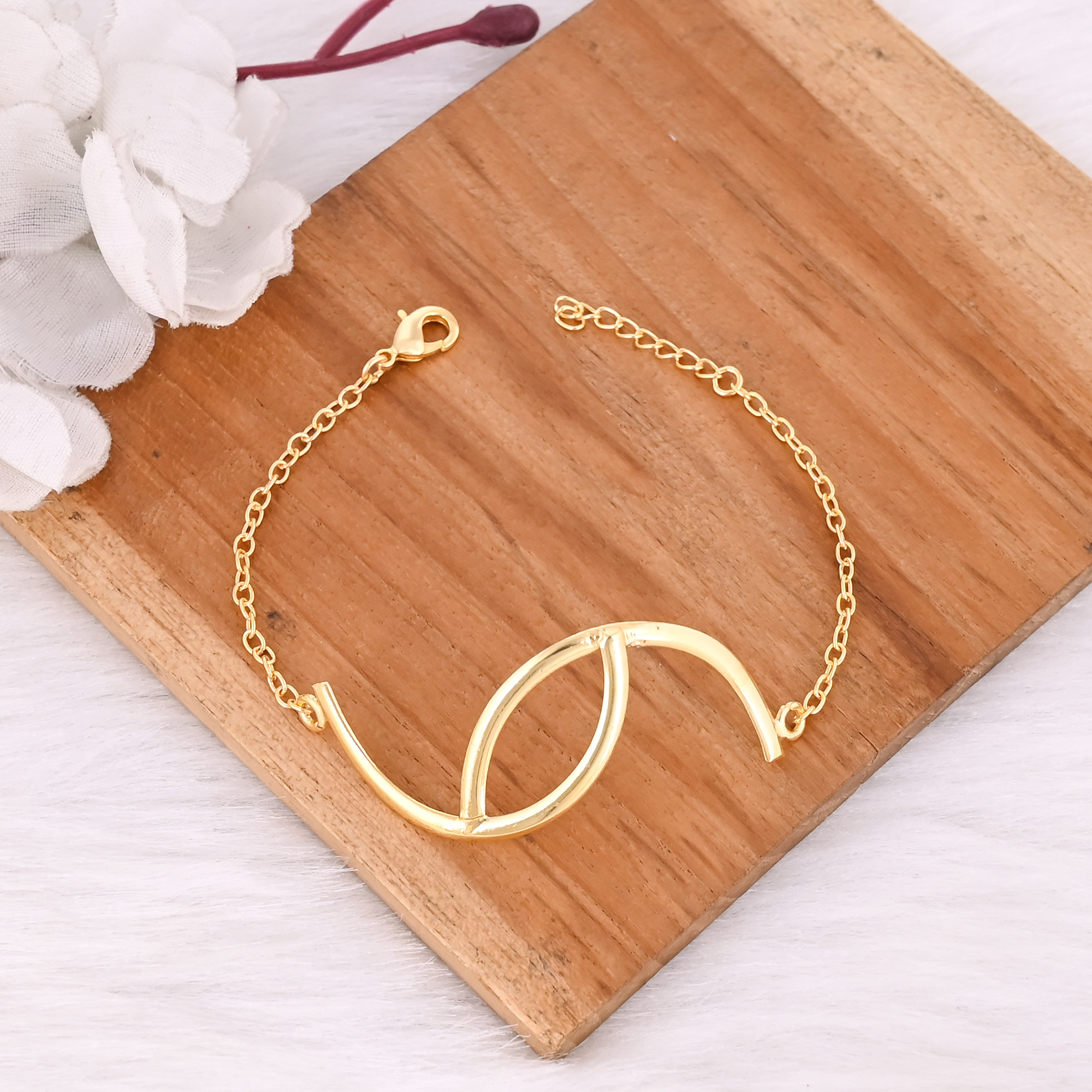 Yellow Gold-Plated Brass Boho Chic Dainty Bracelet Wedding Engagement Gift Jewelry