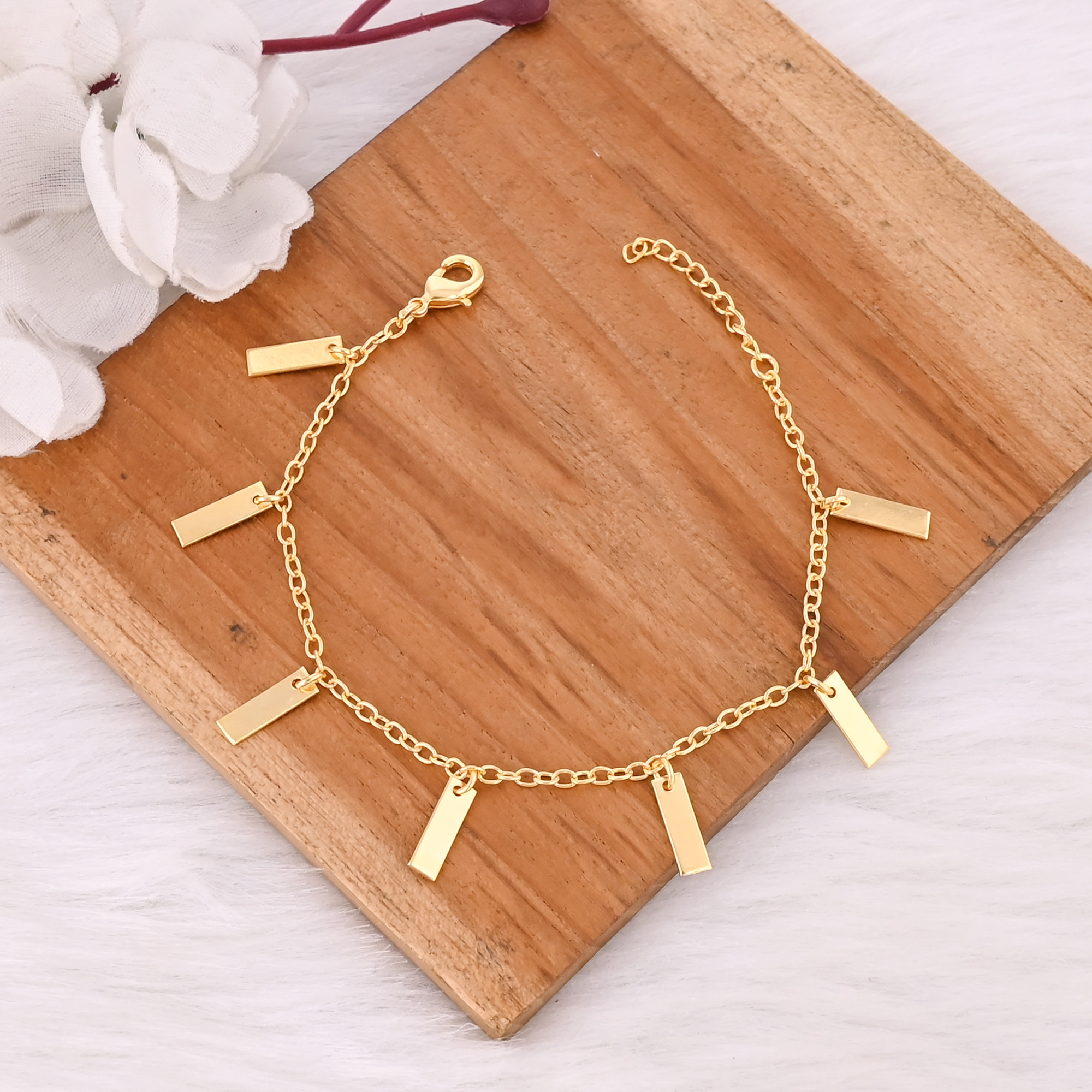 Yellow Gold Plated Brass Handmade Designer Unique Gift Women Bracelet Jewelry Wholesale Jewelry