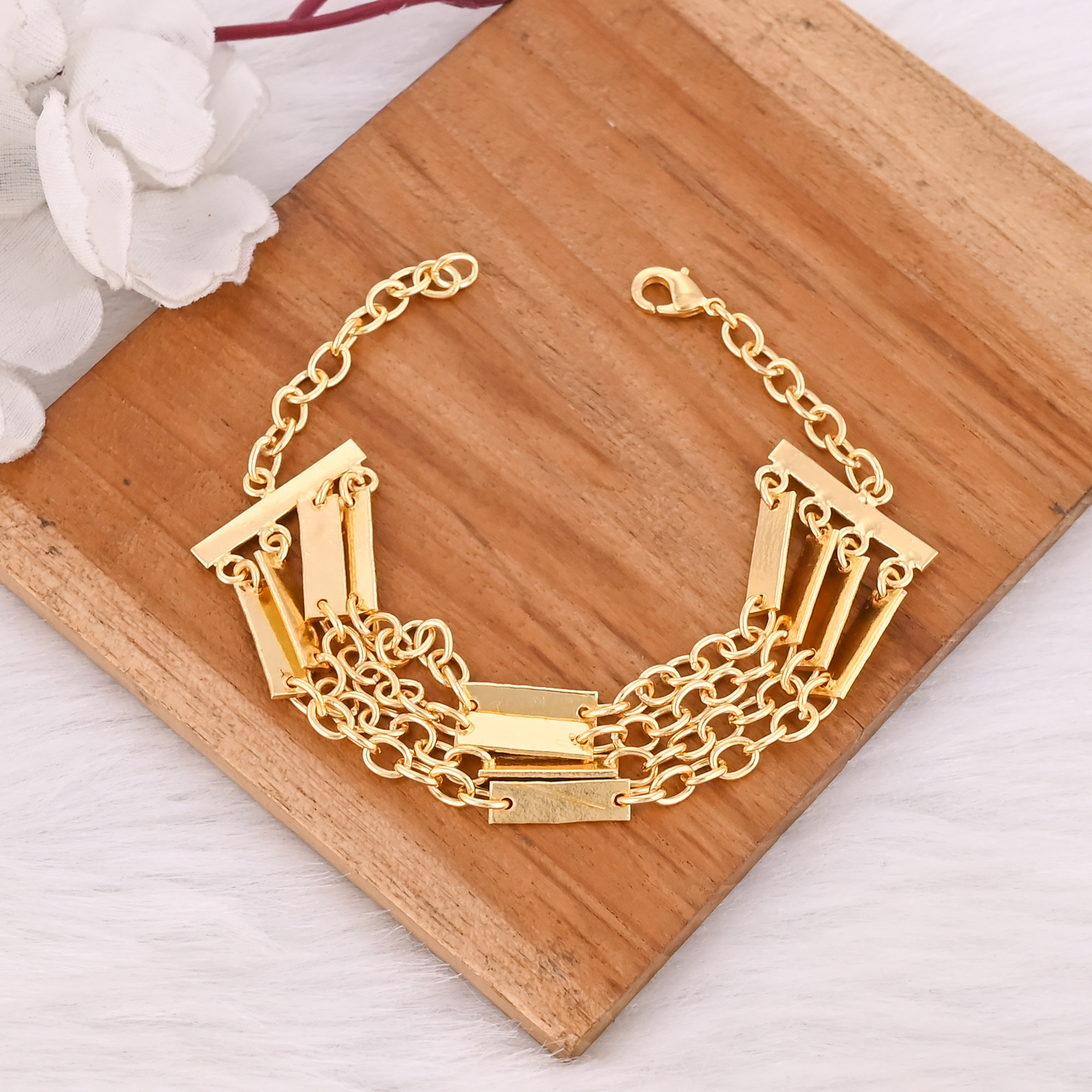 Gold Plated Brass Handmade Designer Boho Bracelet Charm Jewelry Birthday Gifts Jewelry