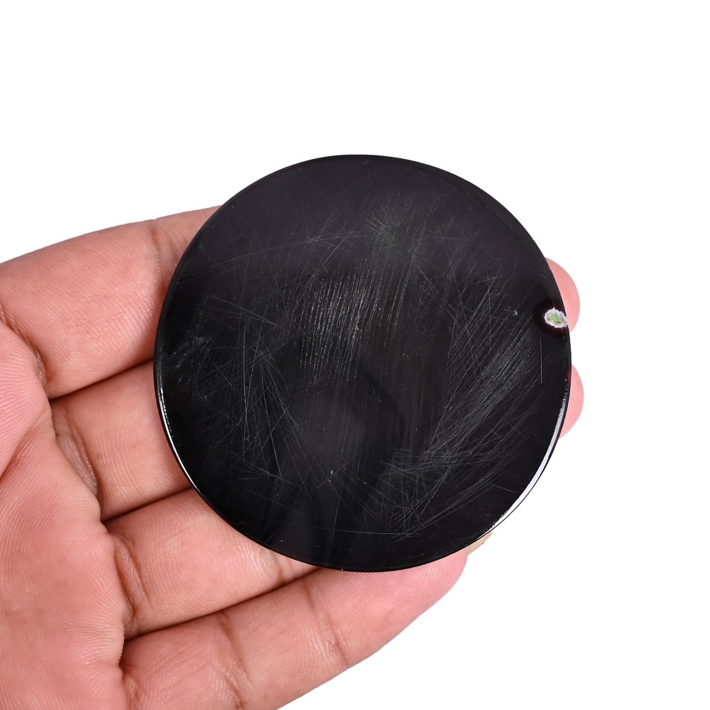 Image of Natural Black Onyx 70.1 Carat 58x58mm Round Shape Loose Gemstone