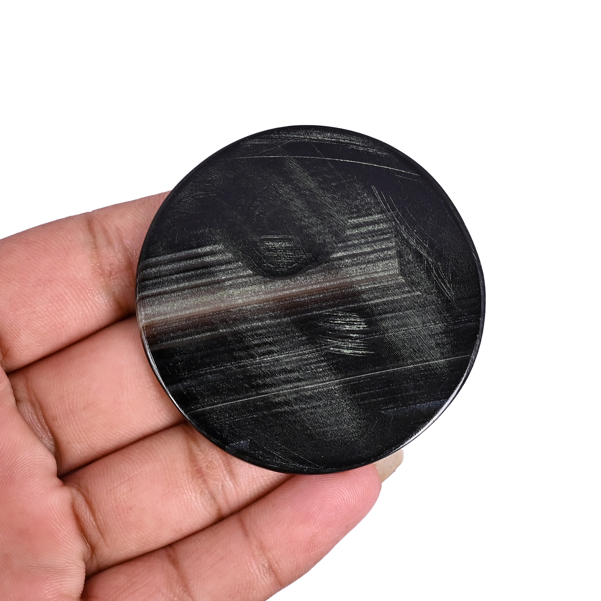 Natural Black Onyx 720 Carat 56x56mm Round Shape Loose Gemstone