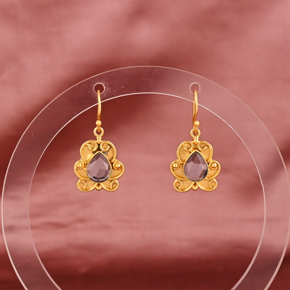 Image of Aquamarine Hydro Gemstone Teardrop Dangle Earrings | Gold Plated Brass