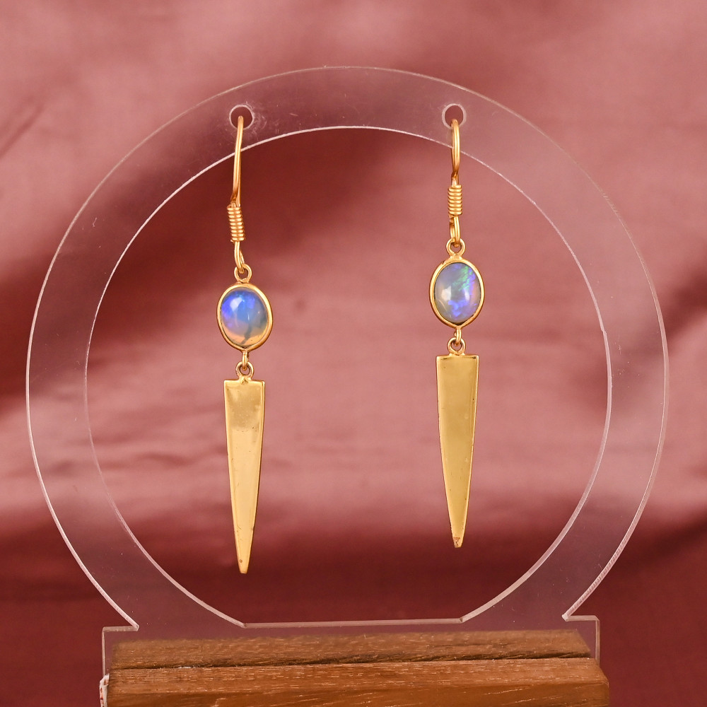 Image of Opalite Hydro Stylish Dangle Earrings | Gold Plated Brass Jewelry