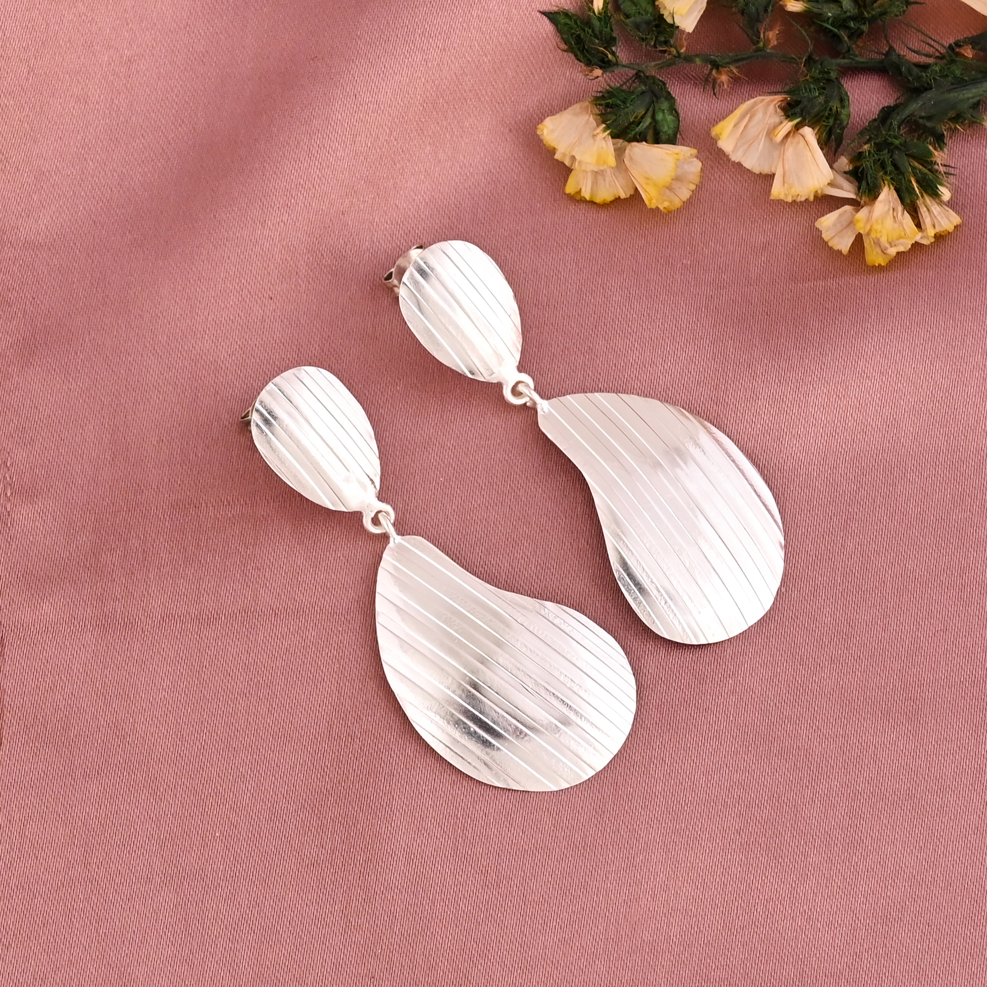 Fancy Shape Drop Earrings for Women  Silver Plated Brass