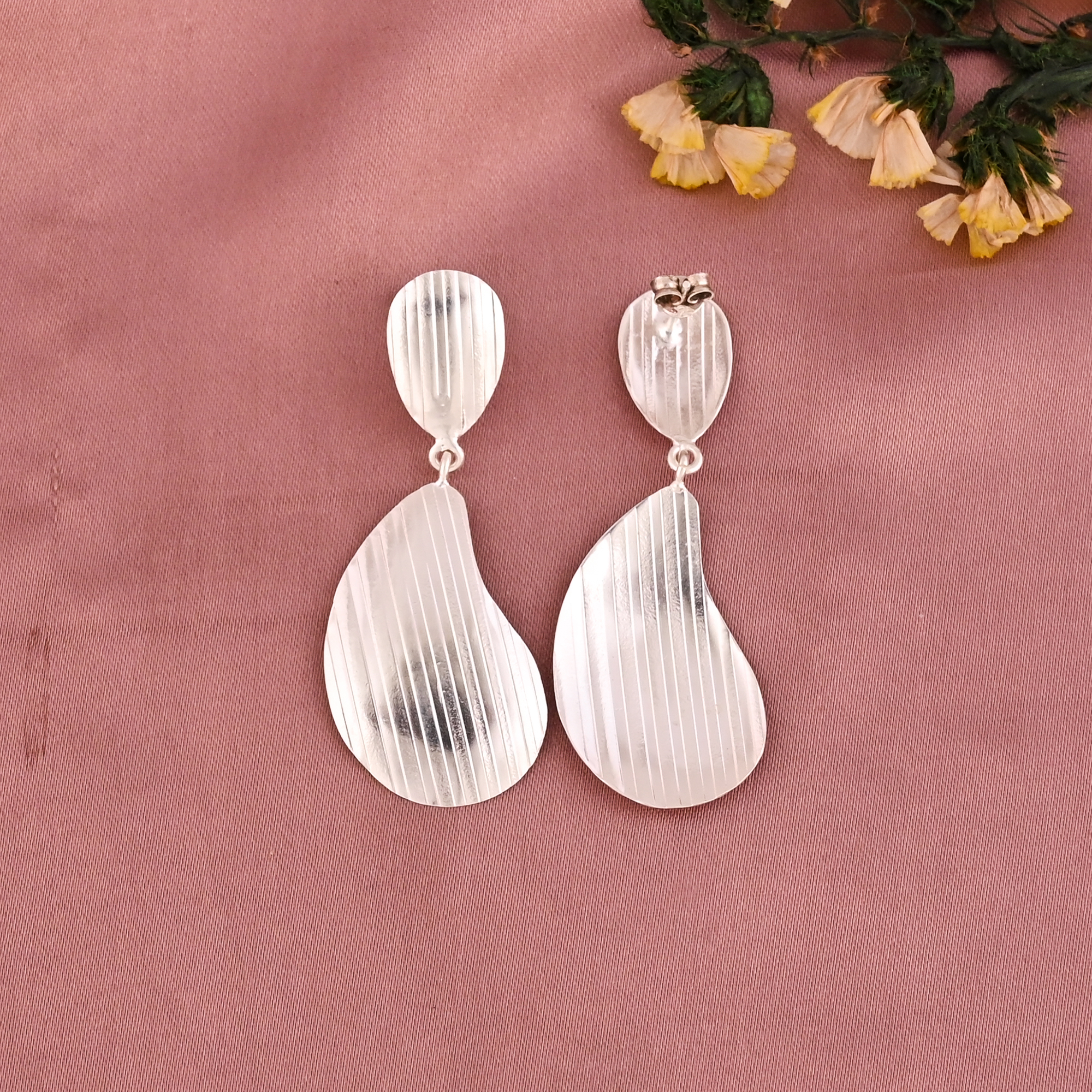 Fancy Shape Drop Earrings for Women  Silver Plated Brass