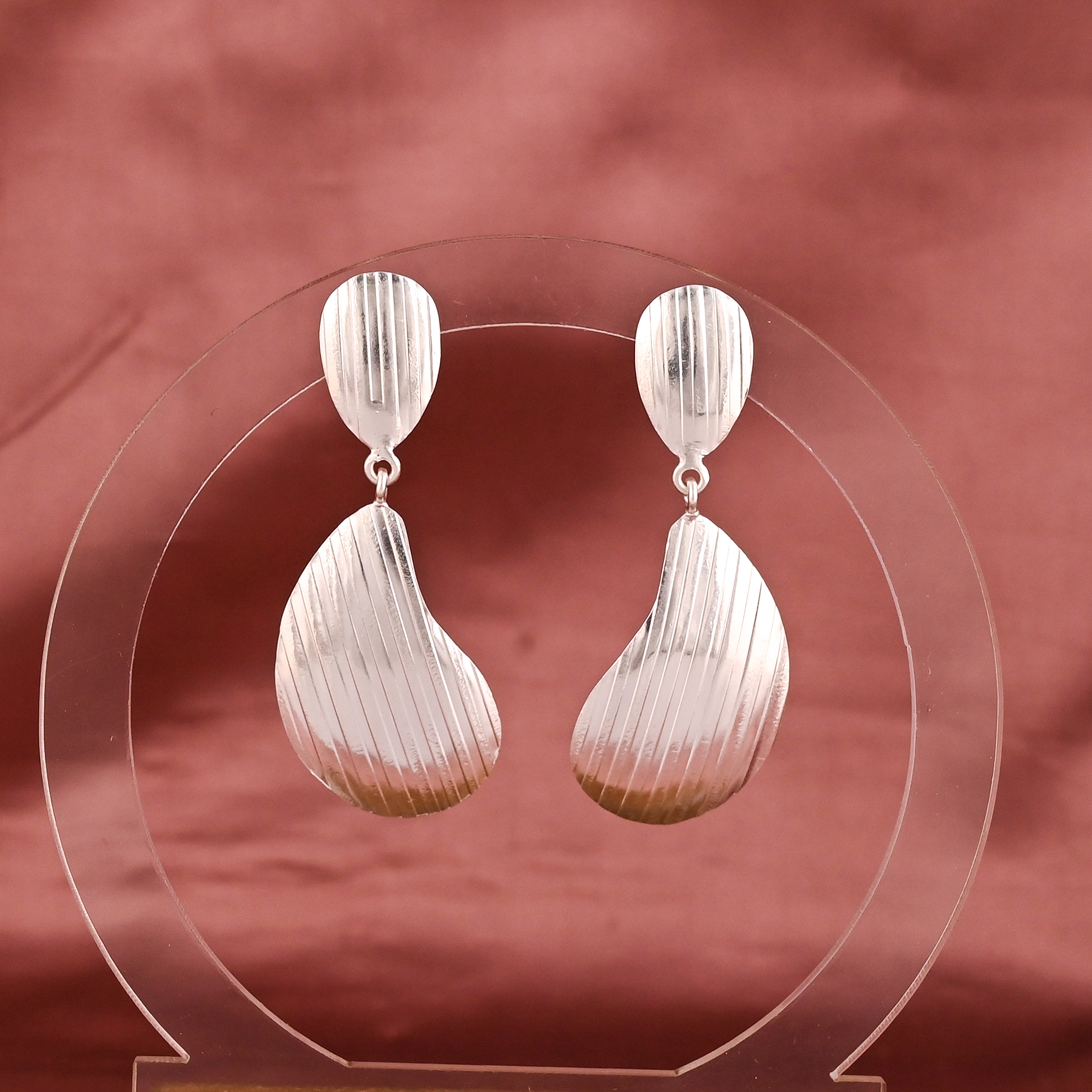 Fancy Shape Drop Earrings for Women  Silver Plated Brass