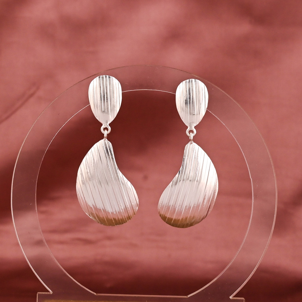 Image of Fancy Shape Drop Earrings for Women | Silver Plated Brass