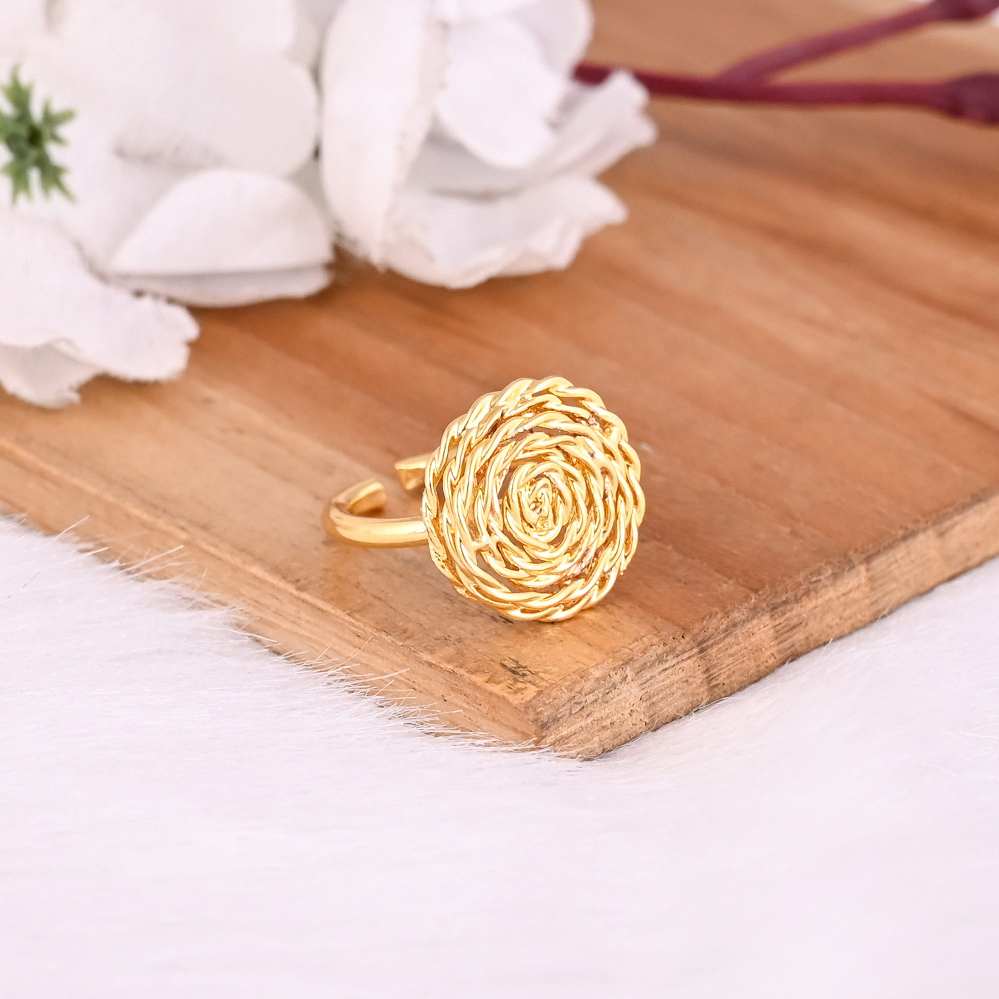 Yellow Gold Plated Brass Wholesale Lot 25 Piece Adjustable Fashionable Ring Designer Ring Handmade Jewelry Spiral Ring