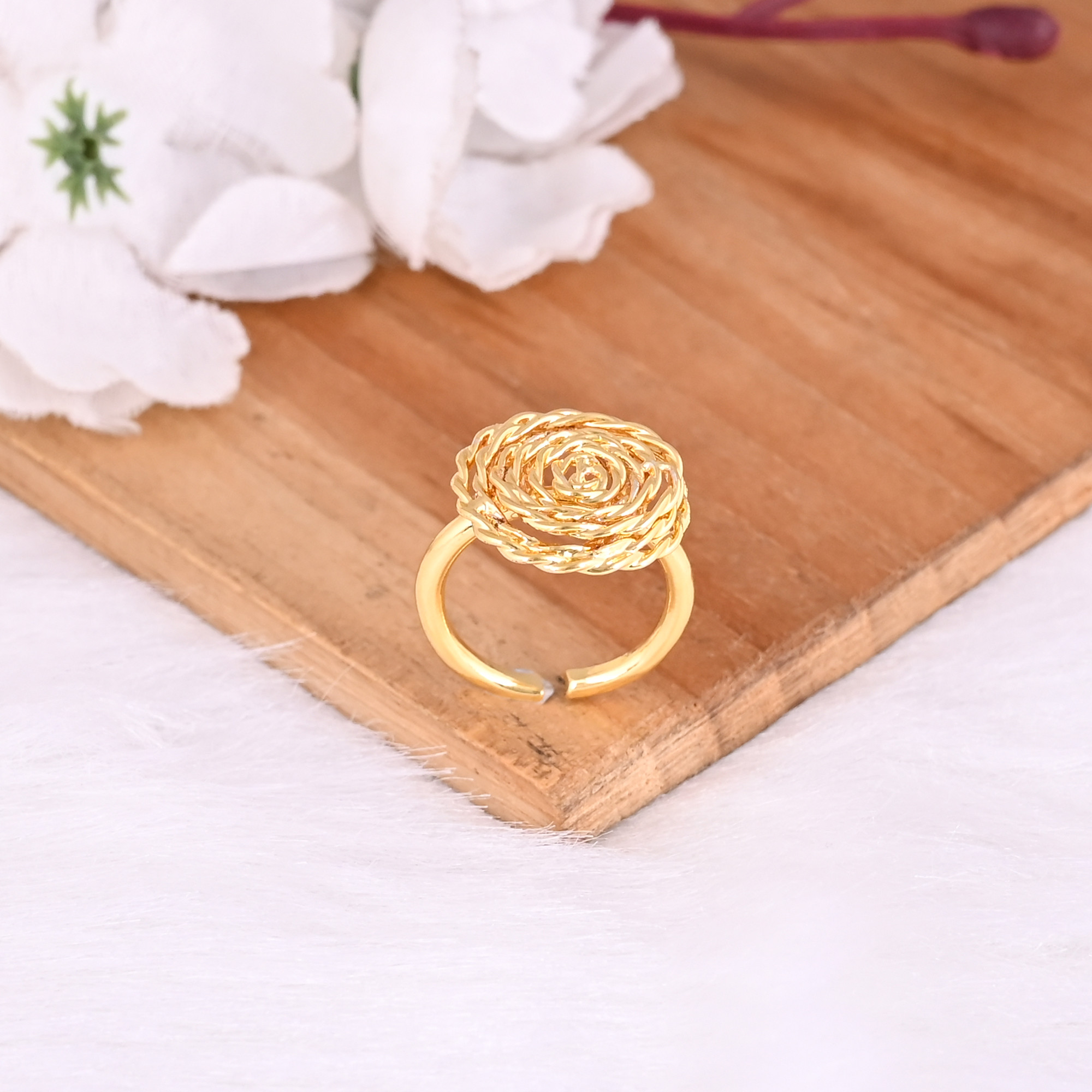Yellow Gold Plated Brass Wholesale Lot 25 Piece Adjustable Fashionable Ring Designer Ring Handmade Jewelry Spiral Ring