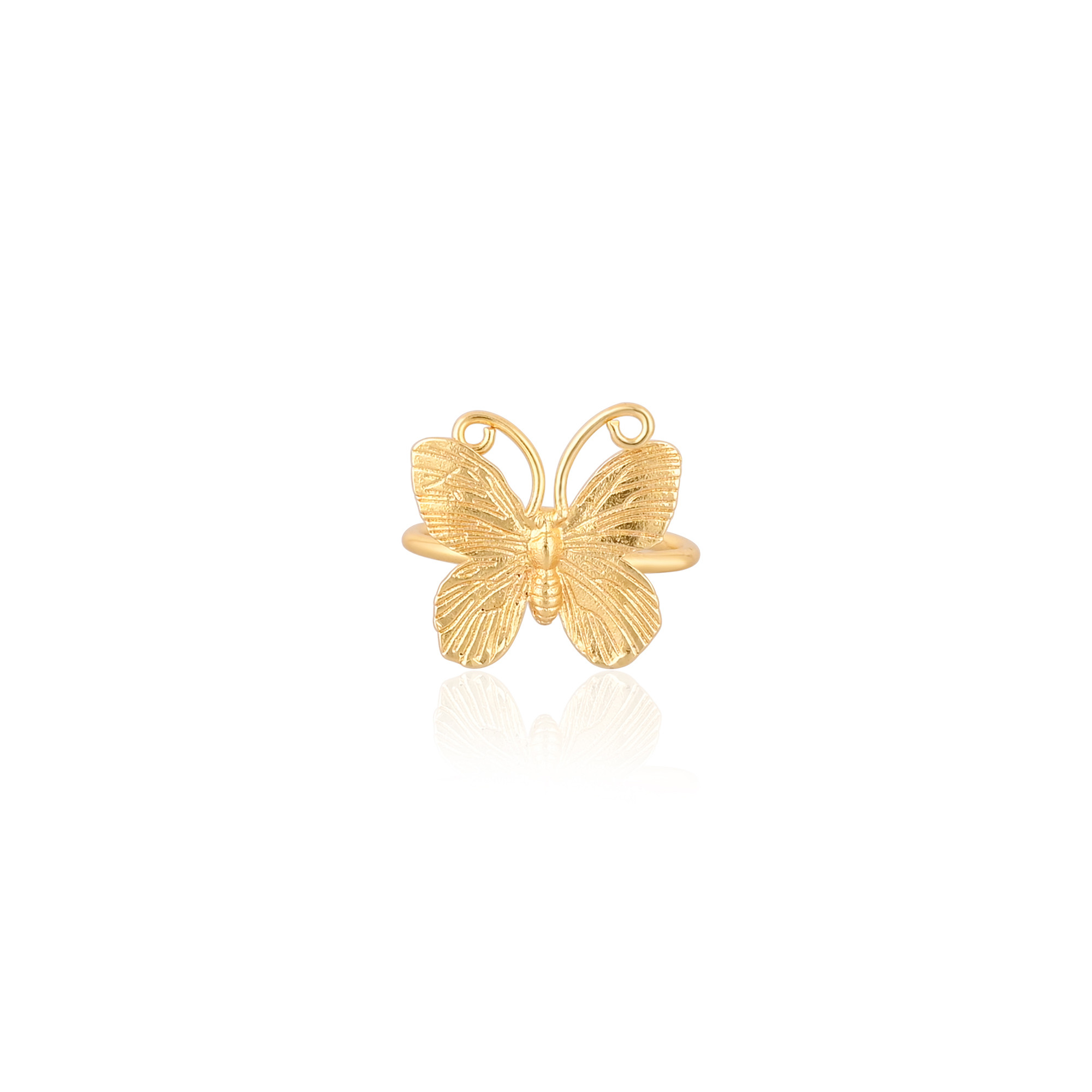 Wholesale Lot of 25 Adjustable Butterfly Ring Yellow Gold Plated Brass Fashionable Jewelry for Women