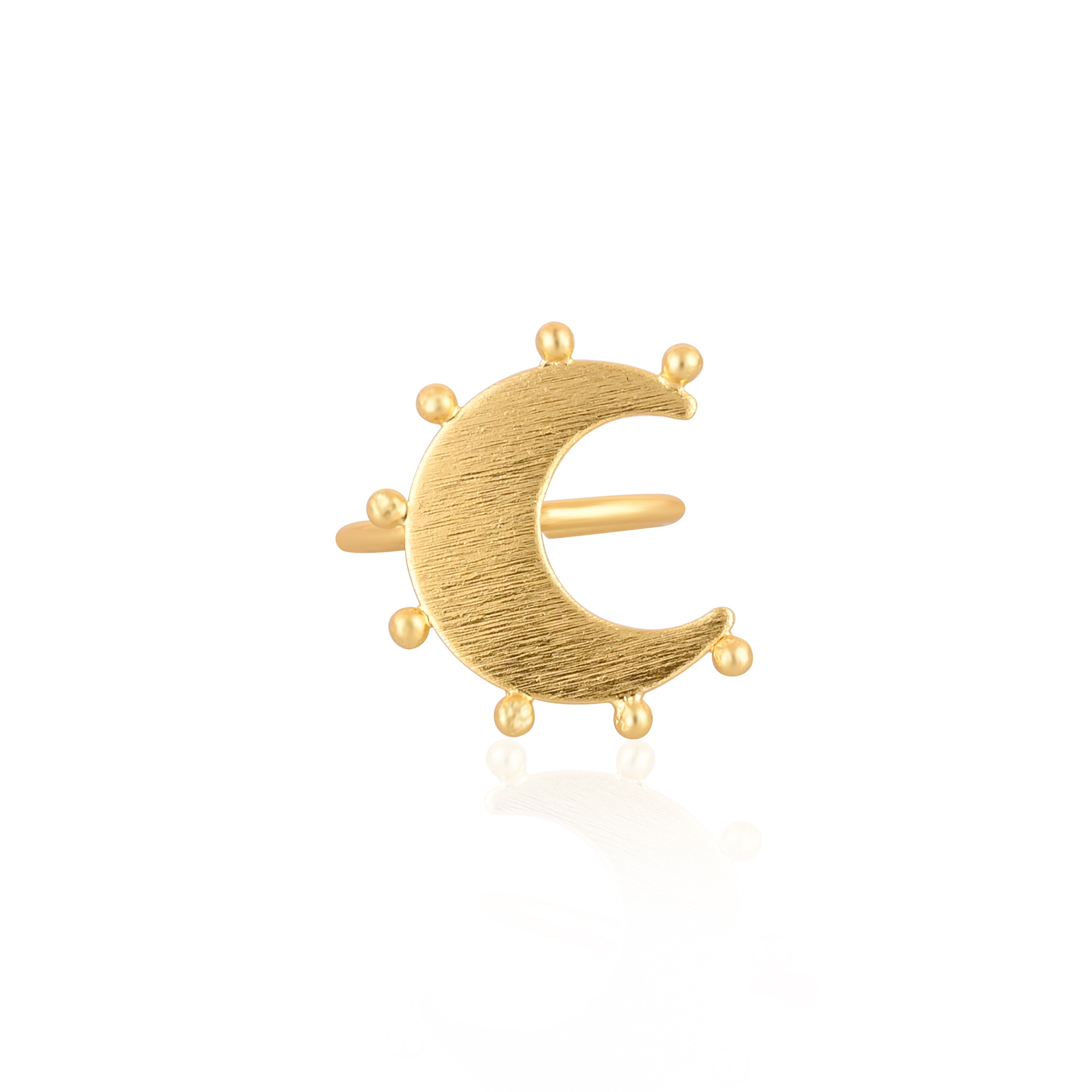 Wholesale Lot 25 Piece Yellow Gold Plated Designer Matte Finish Crescent Moon Charm Handmade  Brass Adjustable Ring