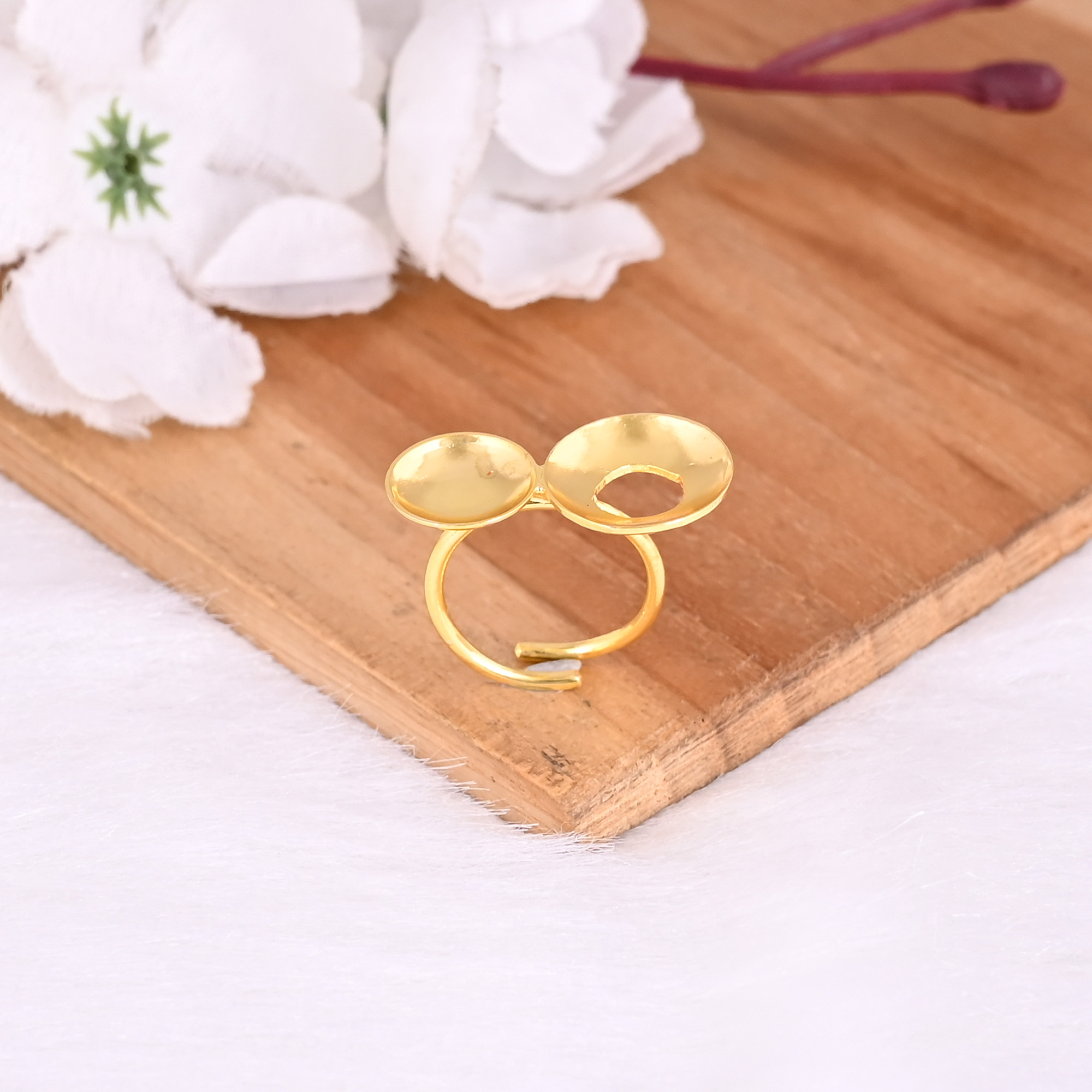 Wholesale Lot 25 Piece Yellow Gold Plated Plain Brass Handmade Designer Unique Gift Adjustable Ring