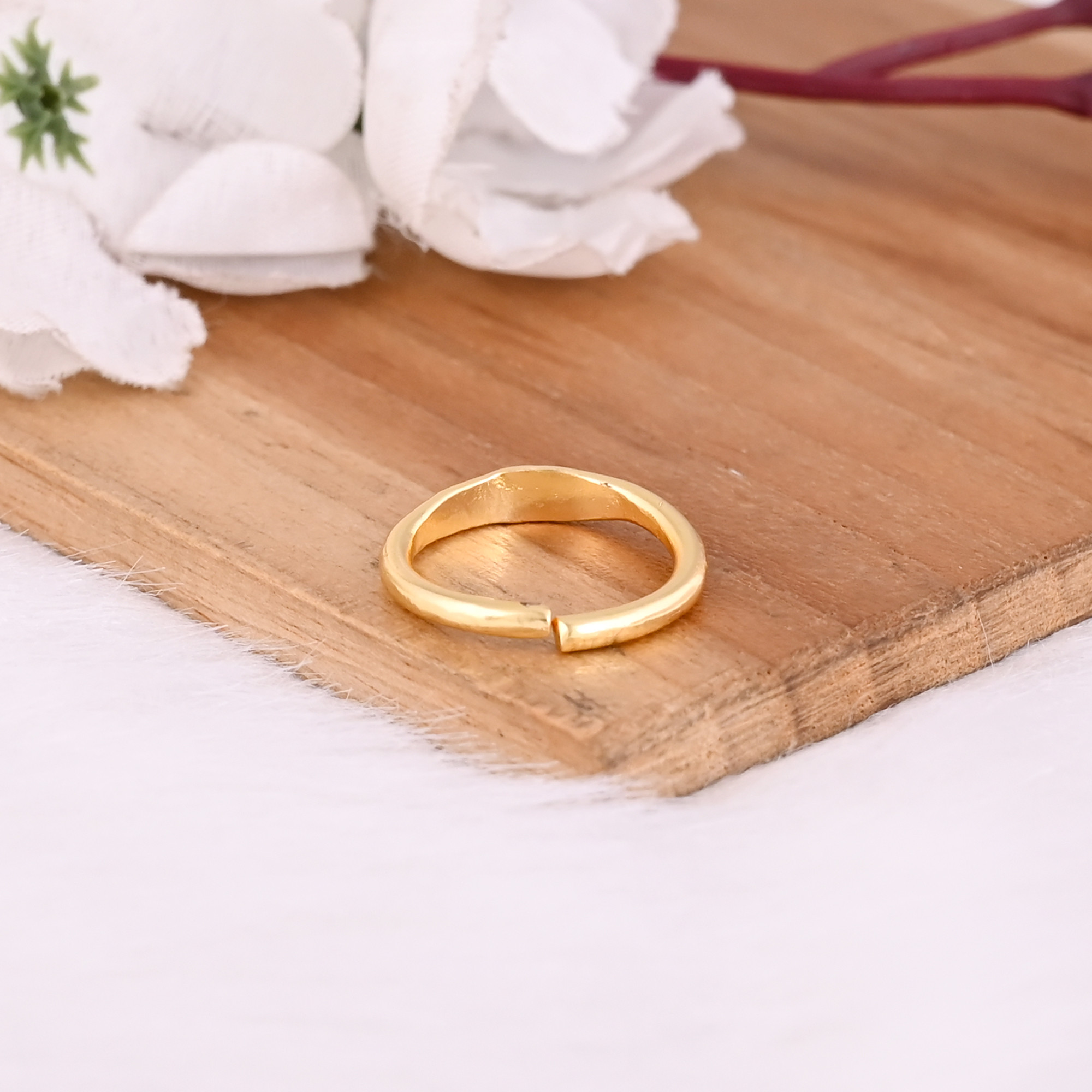 Wholesale Lot 25 Piece Yellow Gold Plated Plain Brass Handmade Stackable Band Ring Adjustable Ring