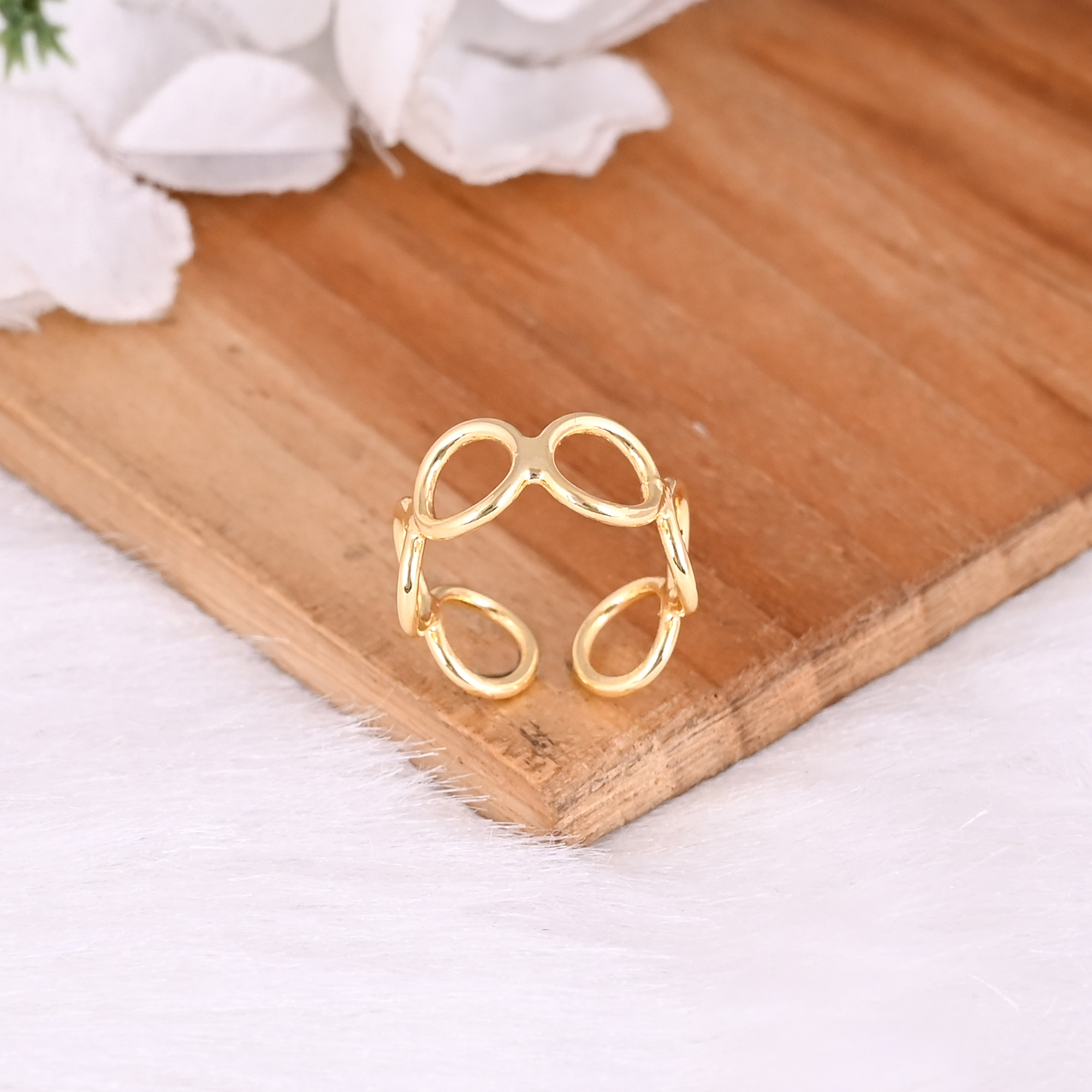 Yellow Gold Plated Brass Wholesale Lot 25 Piece Womens Adjustable Ring Charm jewelry Gift For Her