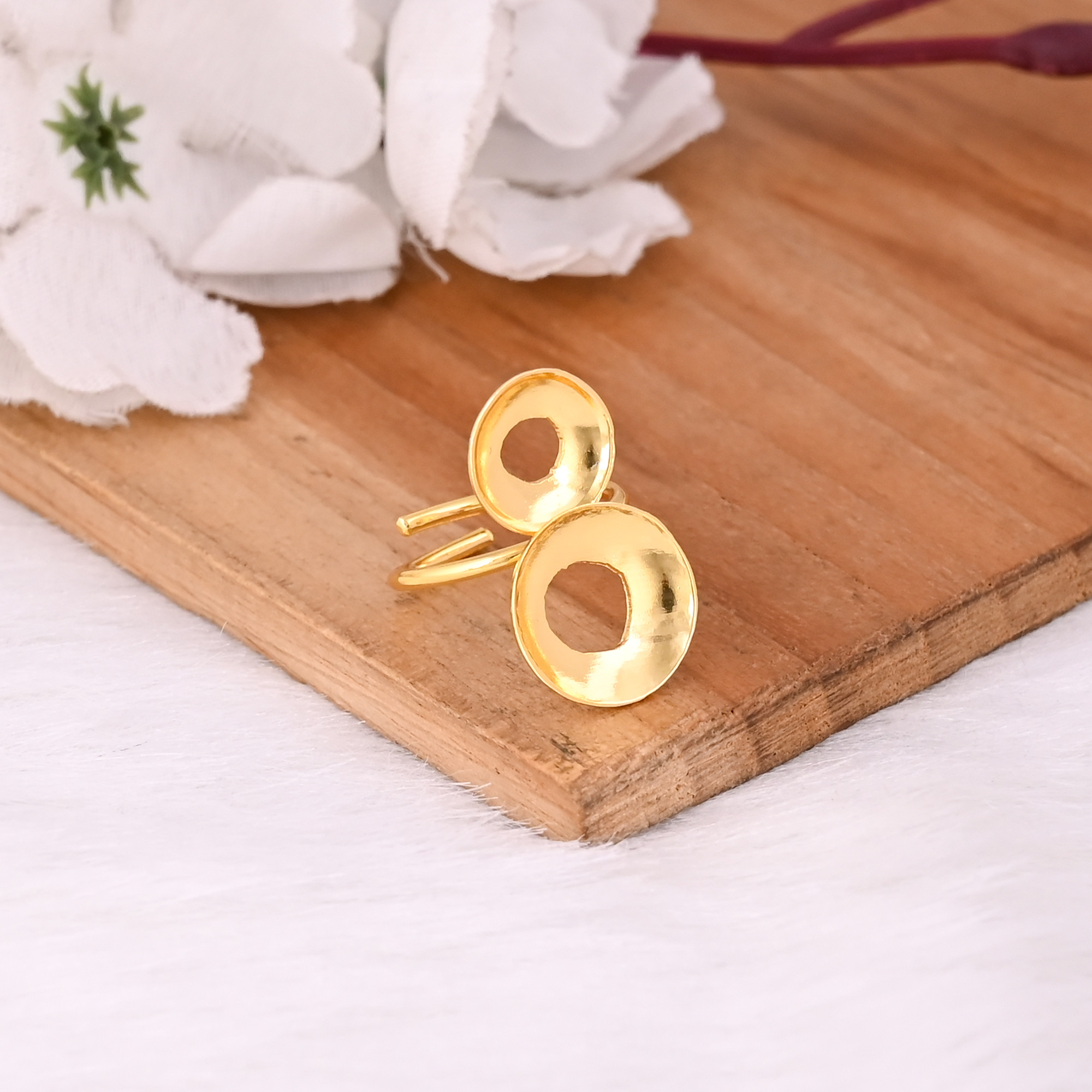 Wholesale Lot 25 PieceYellow Gold Plated Plain Brass Adjustable Ring Statement Ring Handmade Jewelry