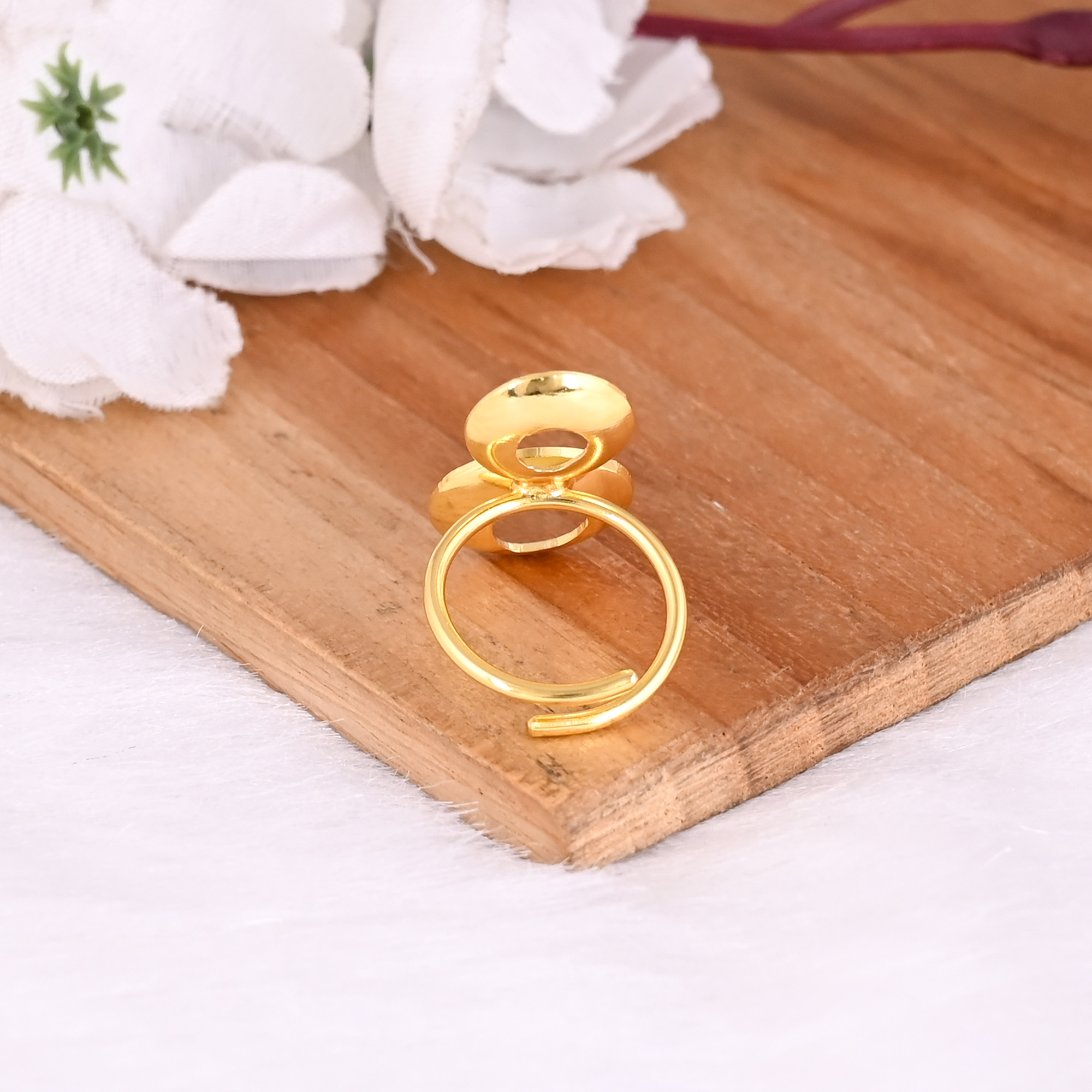 Wholesale Lot 25 PieceYellow Gold Plated Plain Brass Adjustable Ring Statement Ring Handmade Jewelry