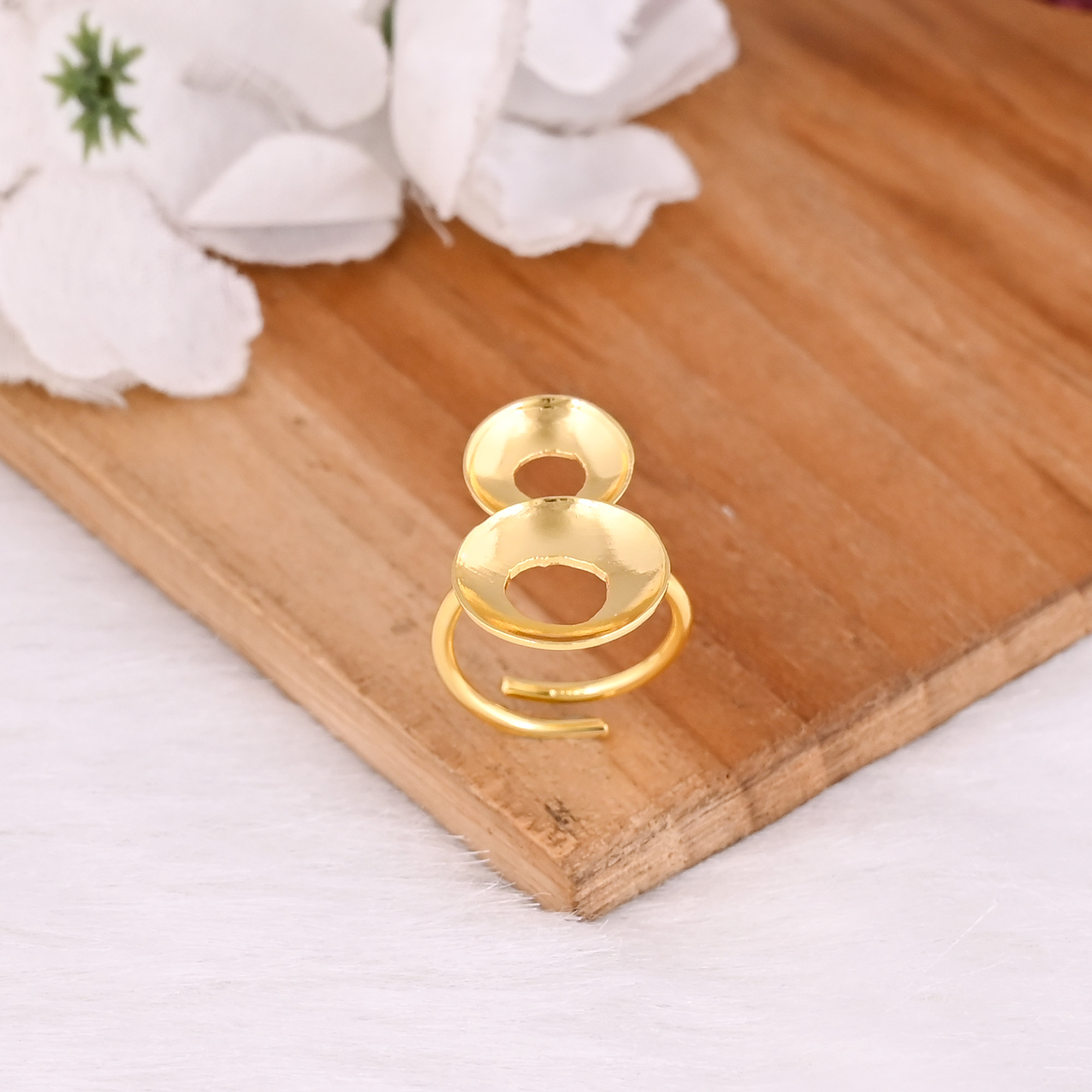 Wholesale Lot 25 PieceYellow Gold Plated Plain Brass Adjustable Ring Statement Ring Handmade Jewelry