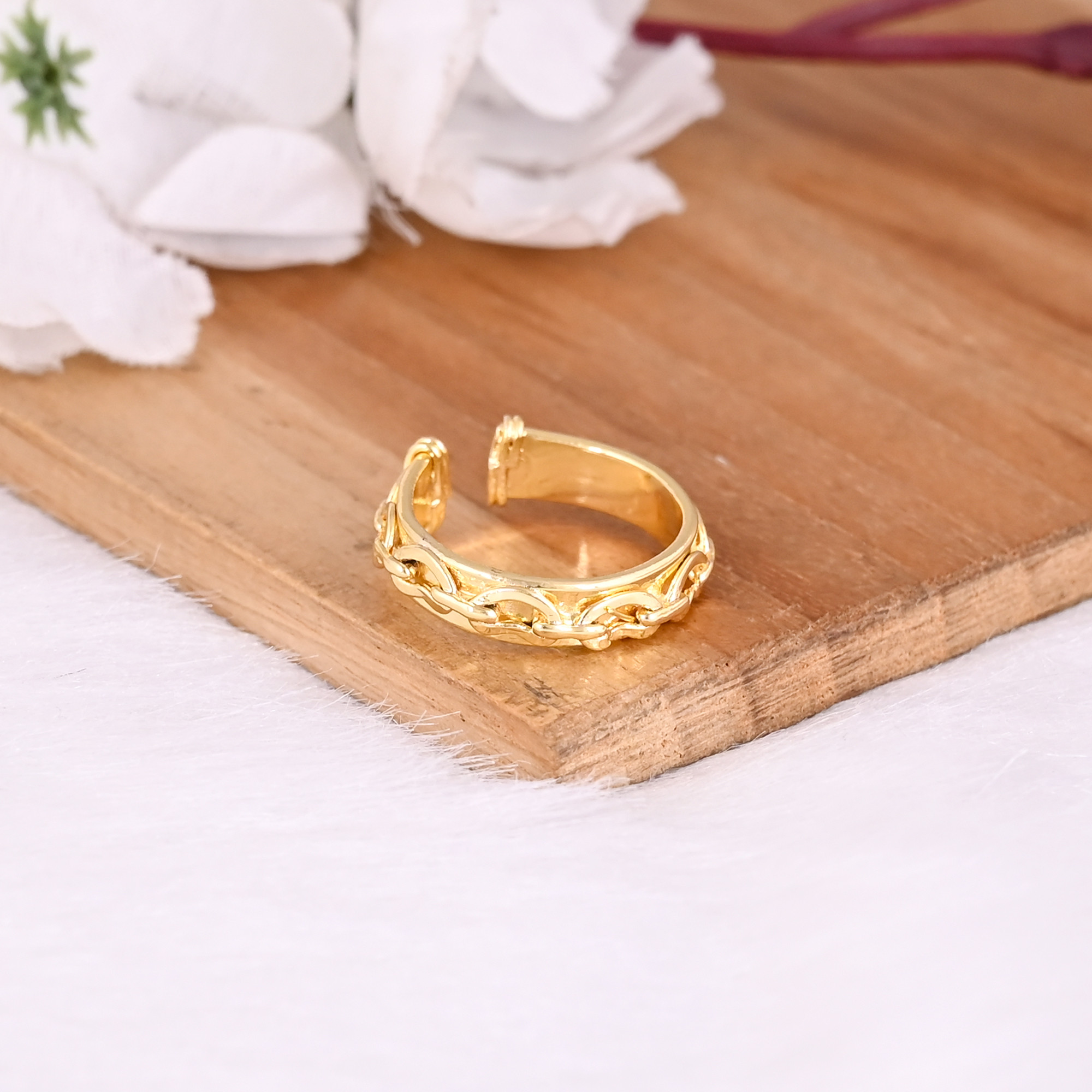Wholesale Lot 25 Pairs Yellow Gold Plated Brass Adjustable Ring Fashionable Boho Designer Ring