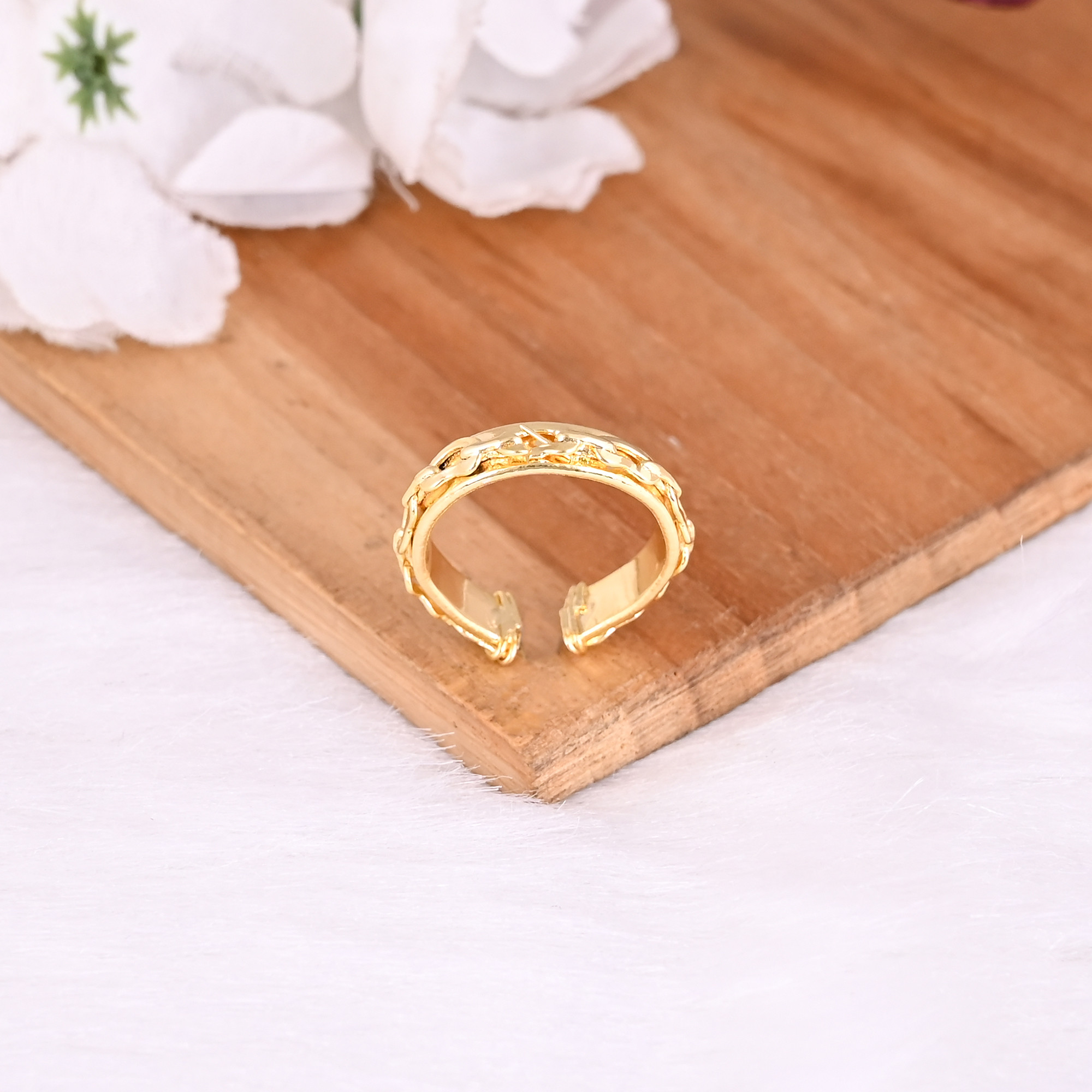 Wholesale Lot 25 Pairs Yellow Gold Plated Brass Adjustable Ring Fashionable Boho Designer Ring