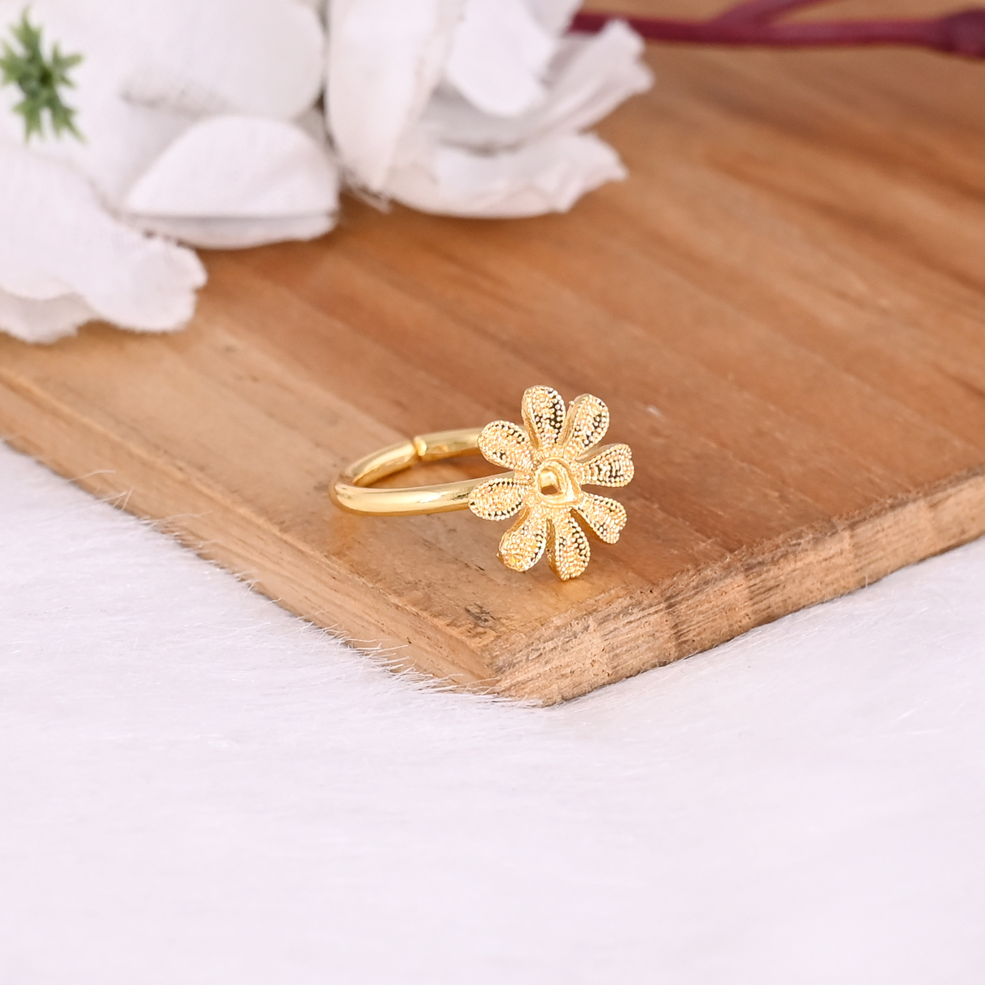 Wholesale Lot 25 Piece Yellow Gold Plated Plain Brass Handmade Floral Designer Adjustable Womens Ring