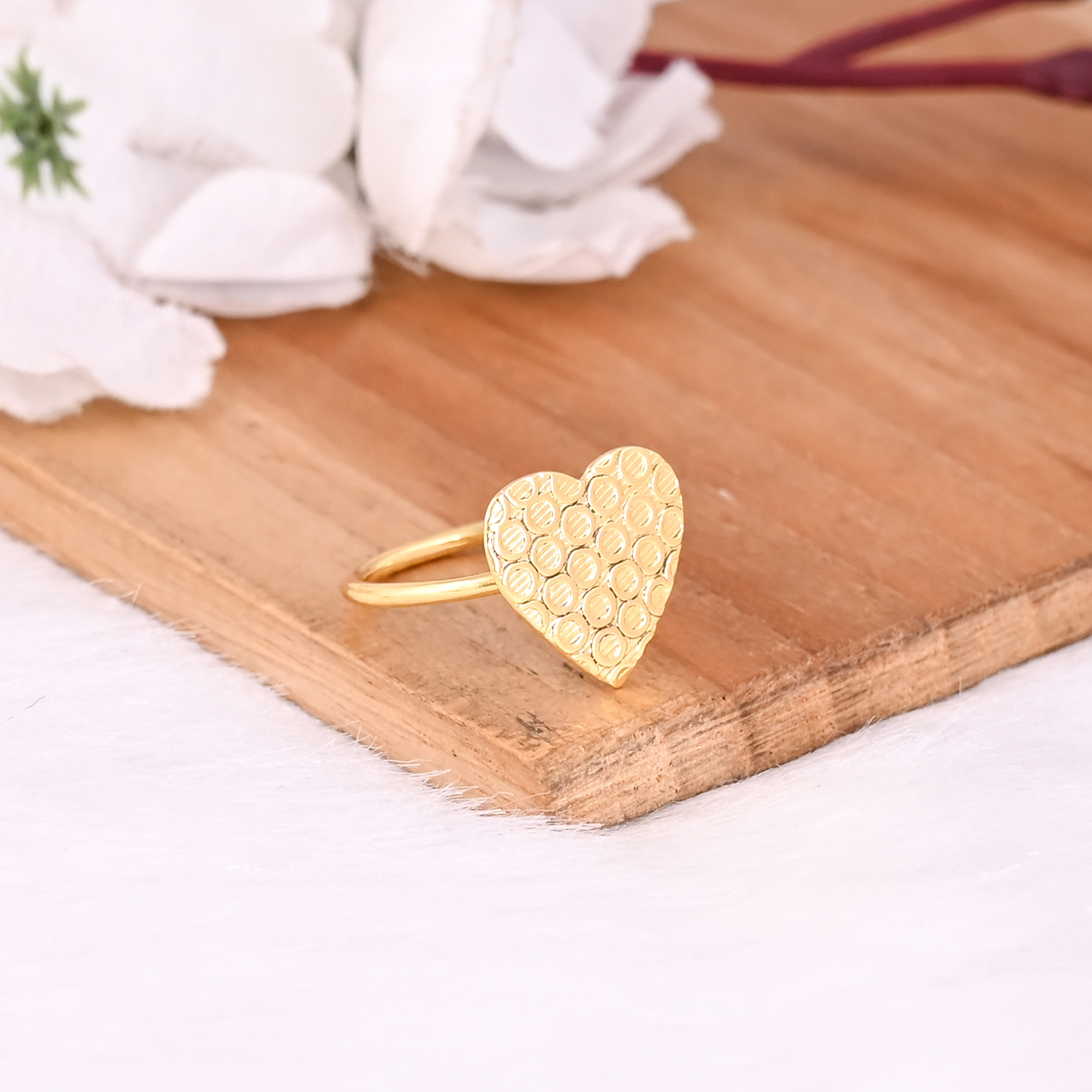 Wholesale Lot 25pcs Yellow Gold Plated Adjustable Brass Rings Handmade Designer Heart Shape Valentine Gift