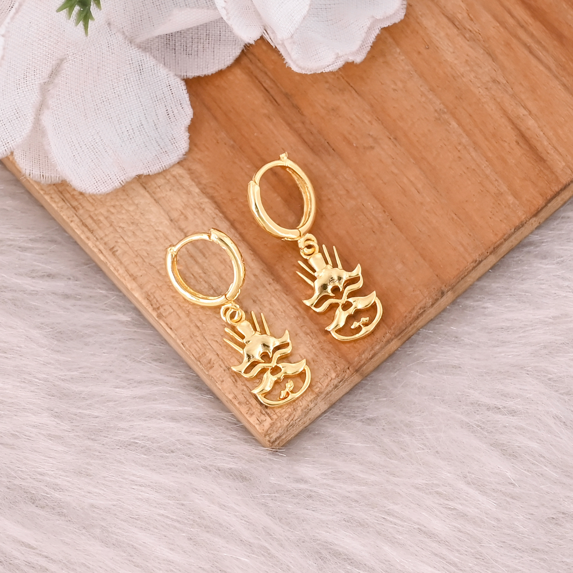 Brass Yellow Gold Plated Designer Hoops Charm Earring Wholesale Jewelry Lot 25 Pairs