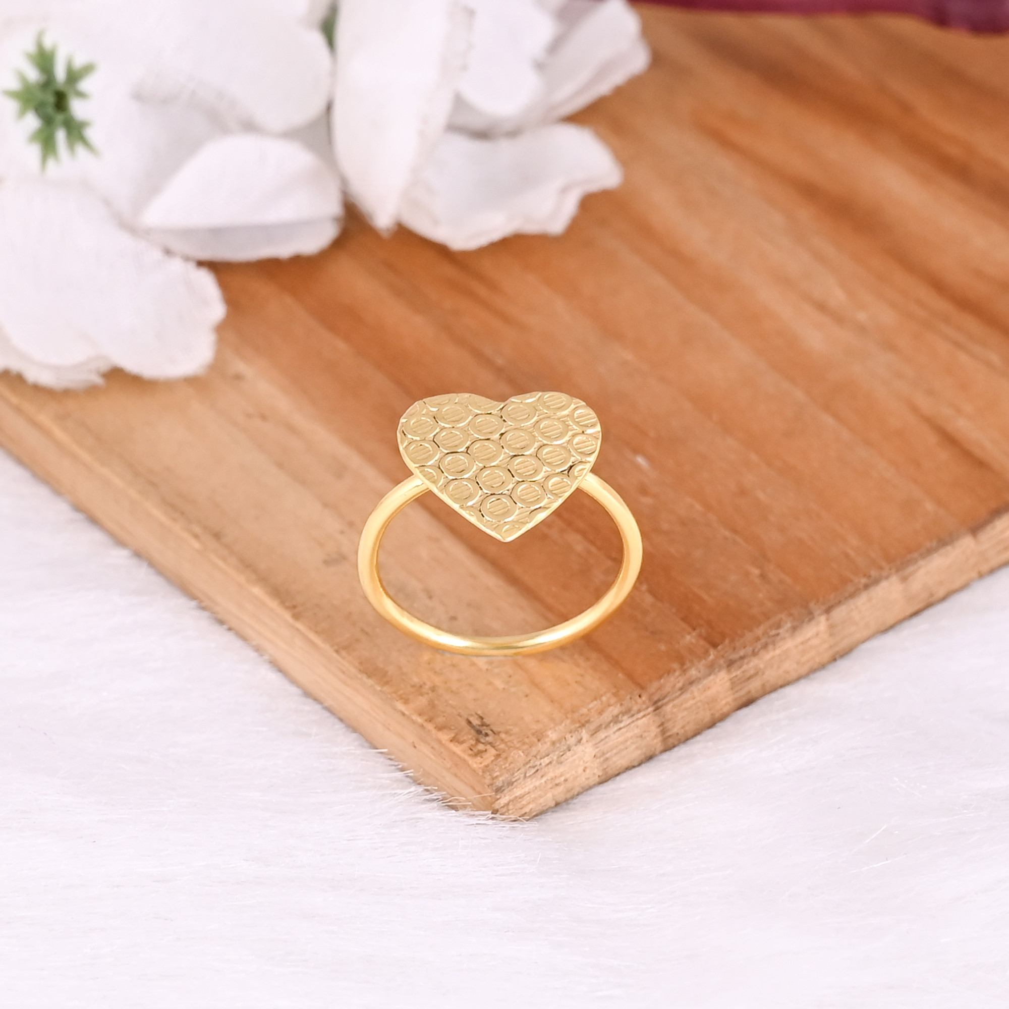 Wholesale Lot 25pcs Yellow Gold Plated Adjustable Brass Rings Handmade Designer Heart Shape Valentine Gift