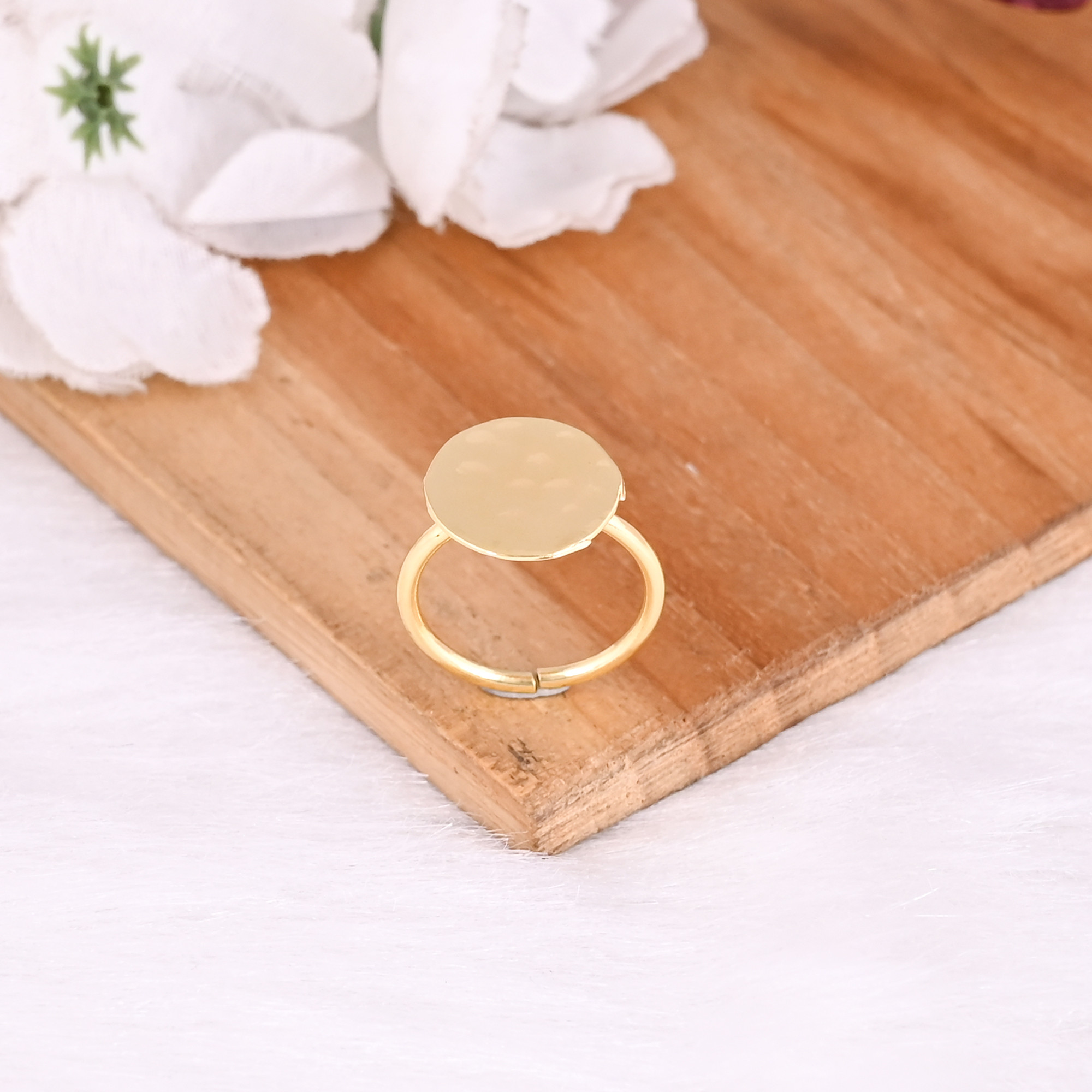 Wholesale Lot 25 Piece Yellow Gold Plated Plain Brass Handmade Hammered Designer Adjustable Stackable Ring