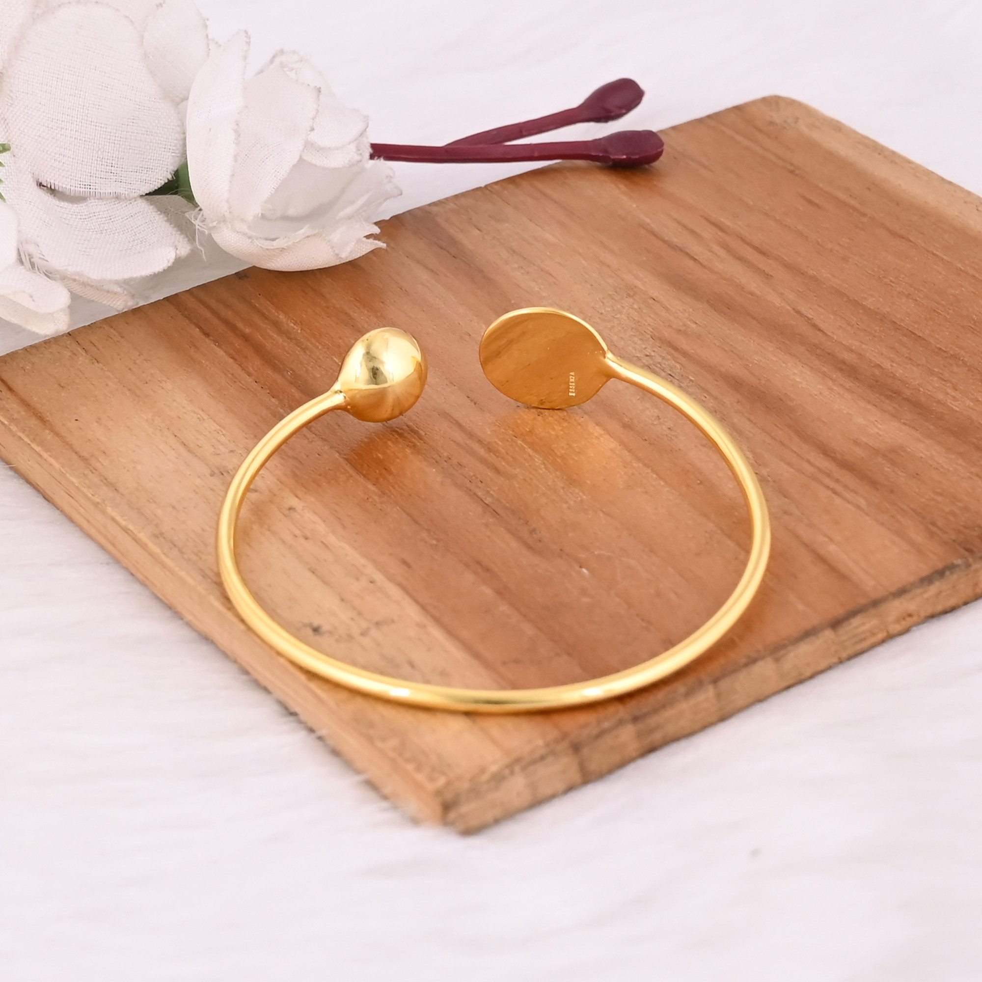 Yellow Gold Plated Brass Adjustable Cuff bangle Bracelet Handmade Charm Jewelry Perfect Gift For Her