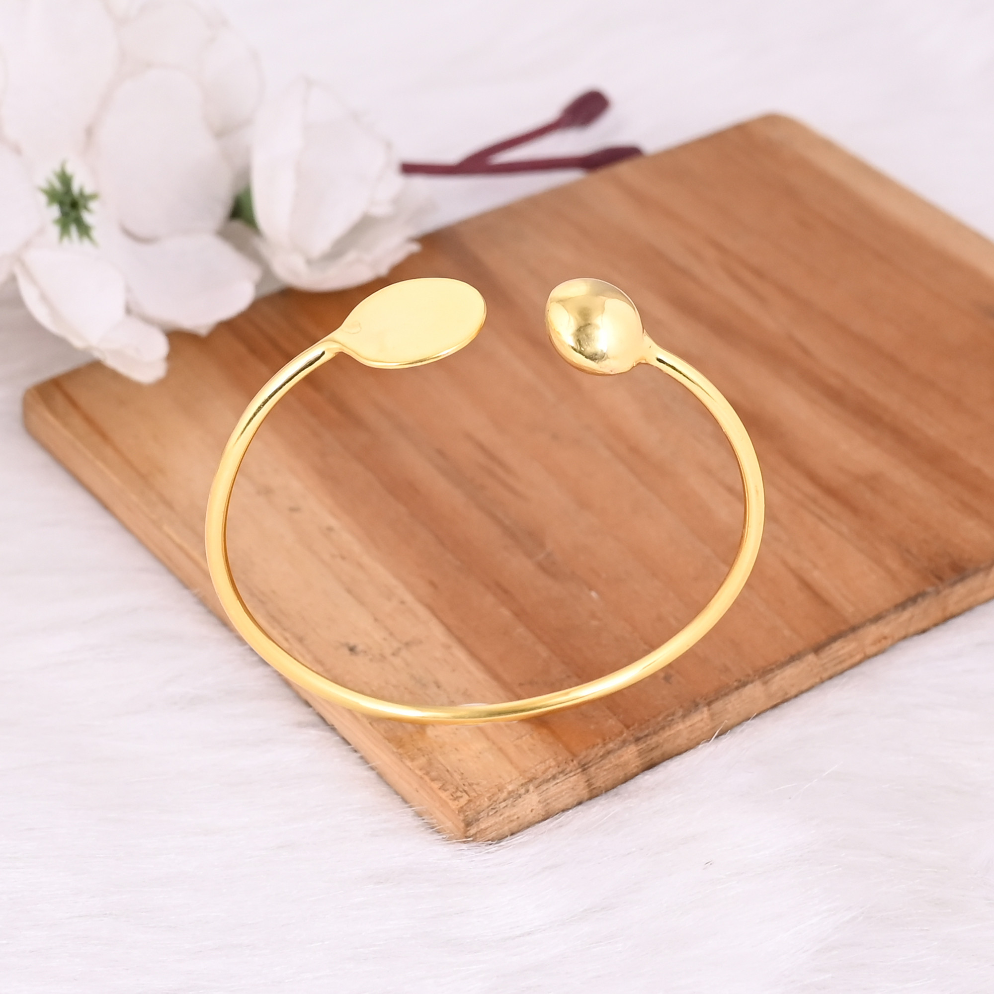 Yellow Gold Plated Brass Adjustable Cuff bangle Bracelet Handmade Charm Jewelry Perfect Gift For Her