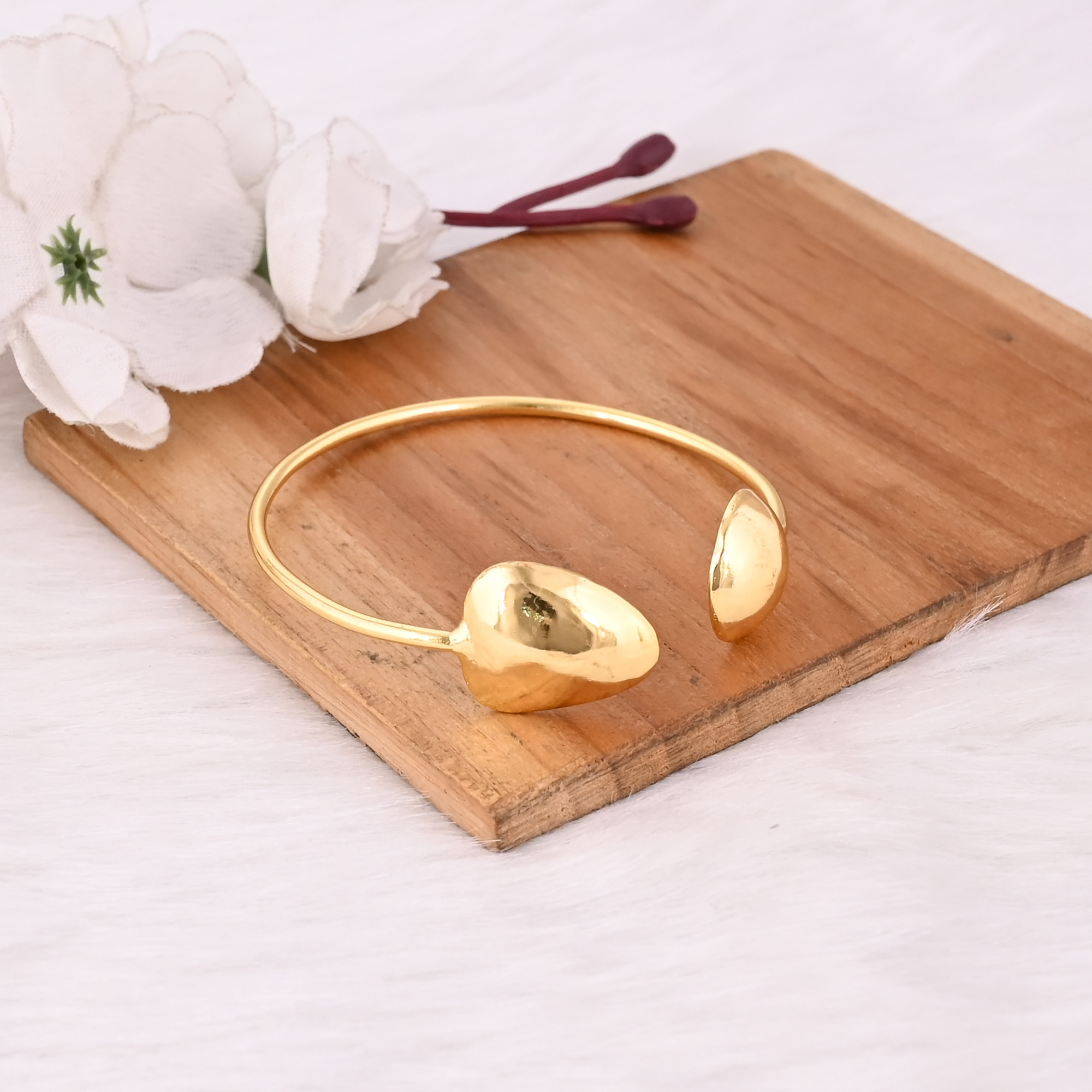 Yellow Gold Plated Brass Adjustable Cuff bangle Bracelet Dainty Jewelry Unique Gifts For Her