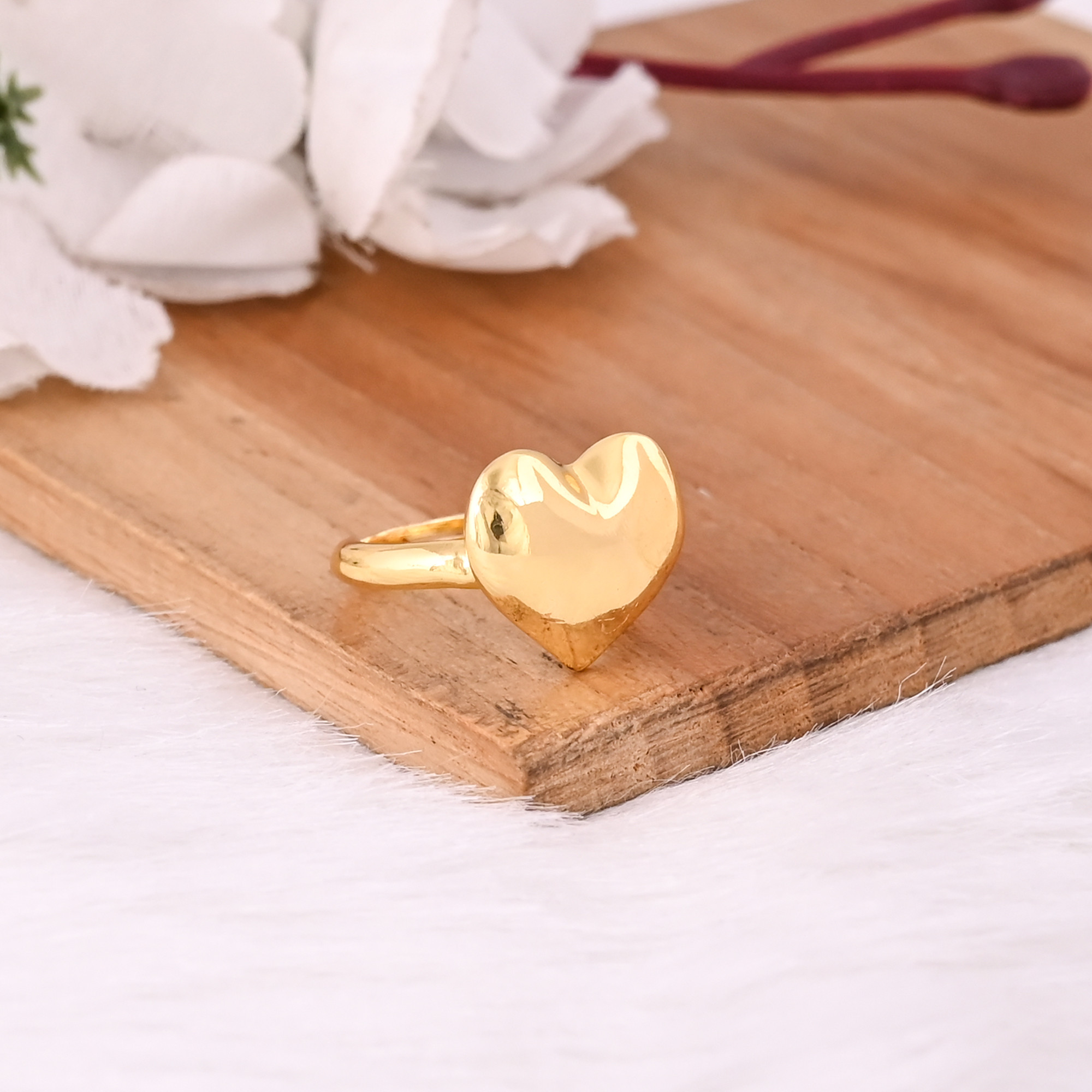 Wholesale Lot 25 Piece Yellow Gold Plated Brass Handmade Designer Heart Ring Valentine Gift Ring Adjustable Jewelry