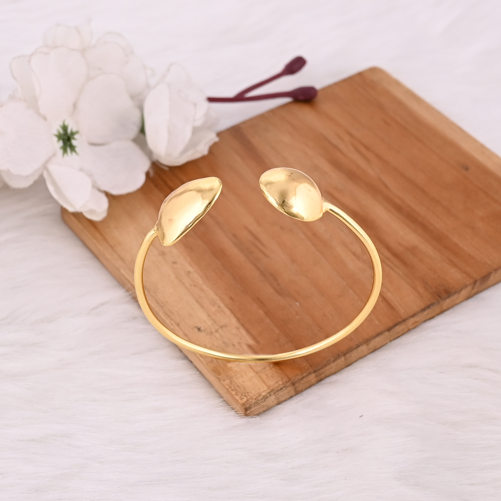 Yellow Gold Plated Brass Adjustable Cuff bangle Bracelet Dainty Jewelry Unique Gifts For Her