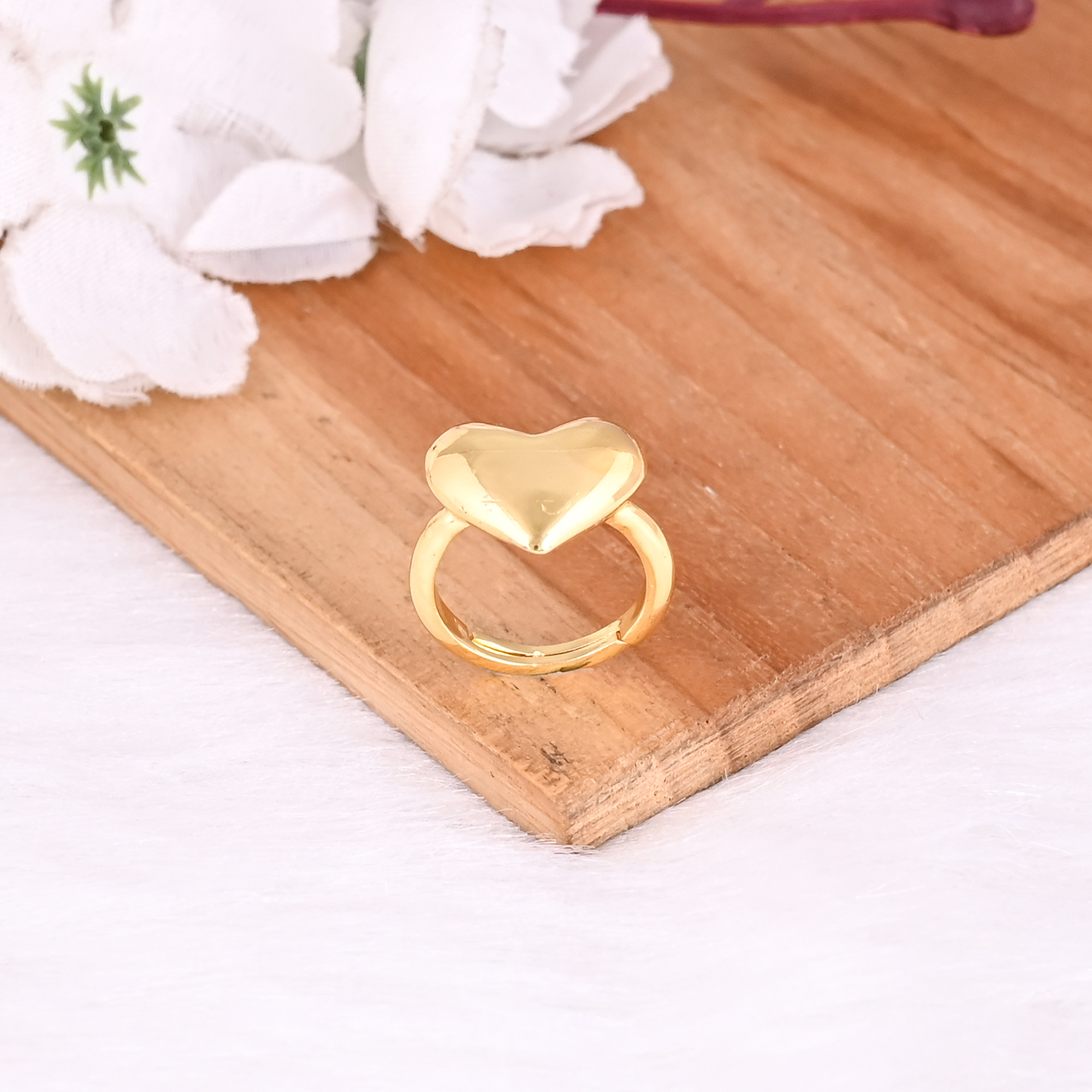Wholesale Lot 25 Piece Yellow Gold Plated Brass Handmade Designer Heart Ring Valentine Gift Ring Adjustable Jewelry