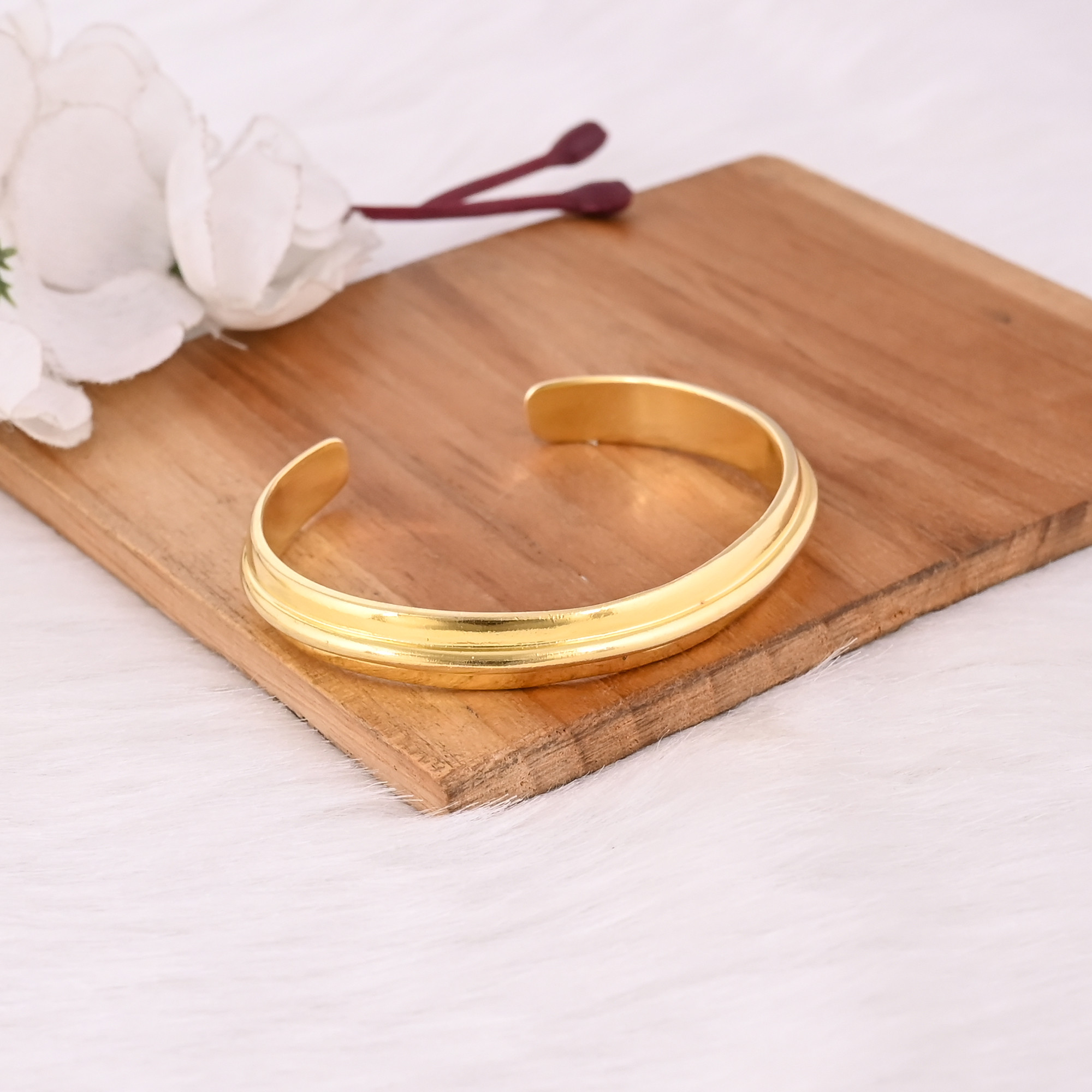 Yellow Gold Plated Brass Adjustable Cuff bangle Bracelet Handmade Charm Jewelry Trendy Jewelry