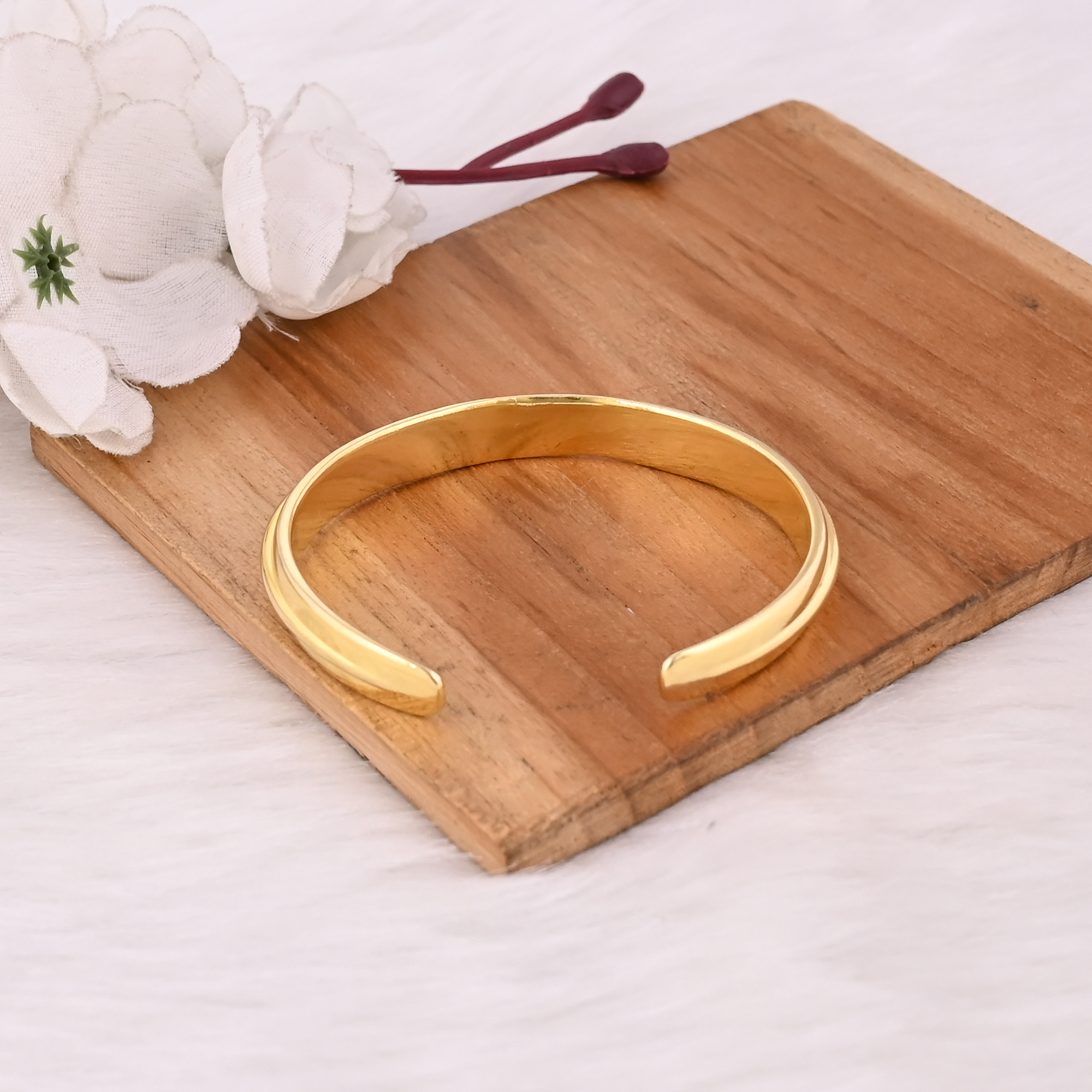 Yellow Gold Plated Brass Adjustable Cuff bangle Bracelet Handmade Charm Jewelry Trendy Jewelry