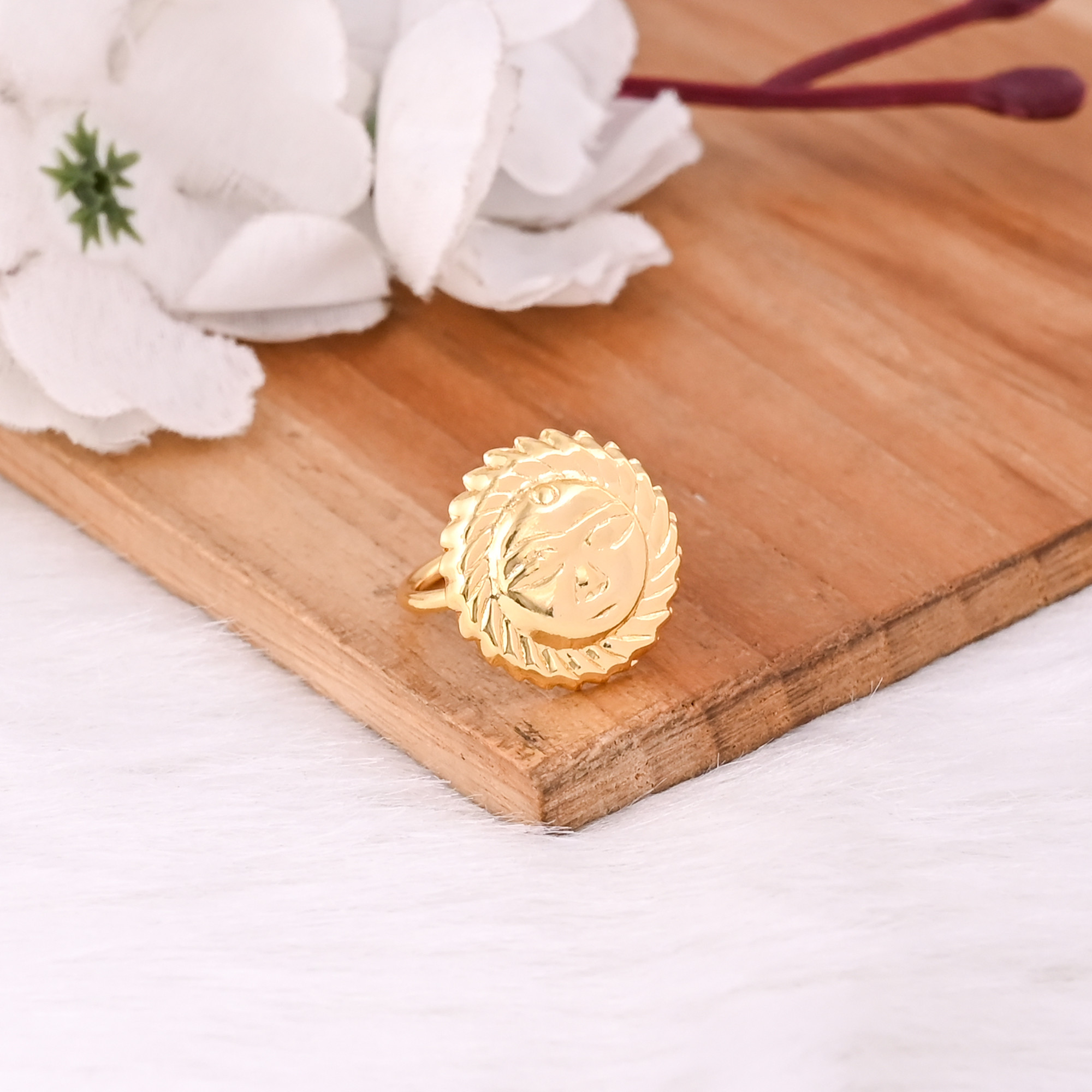 Wholesale Lot 25 Piece Yellow Gold Plated Brass Face Designer Ring Unique Gift Charm Jewelry