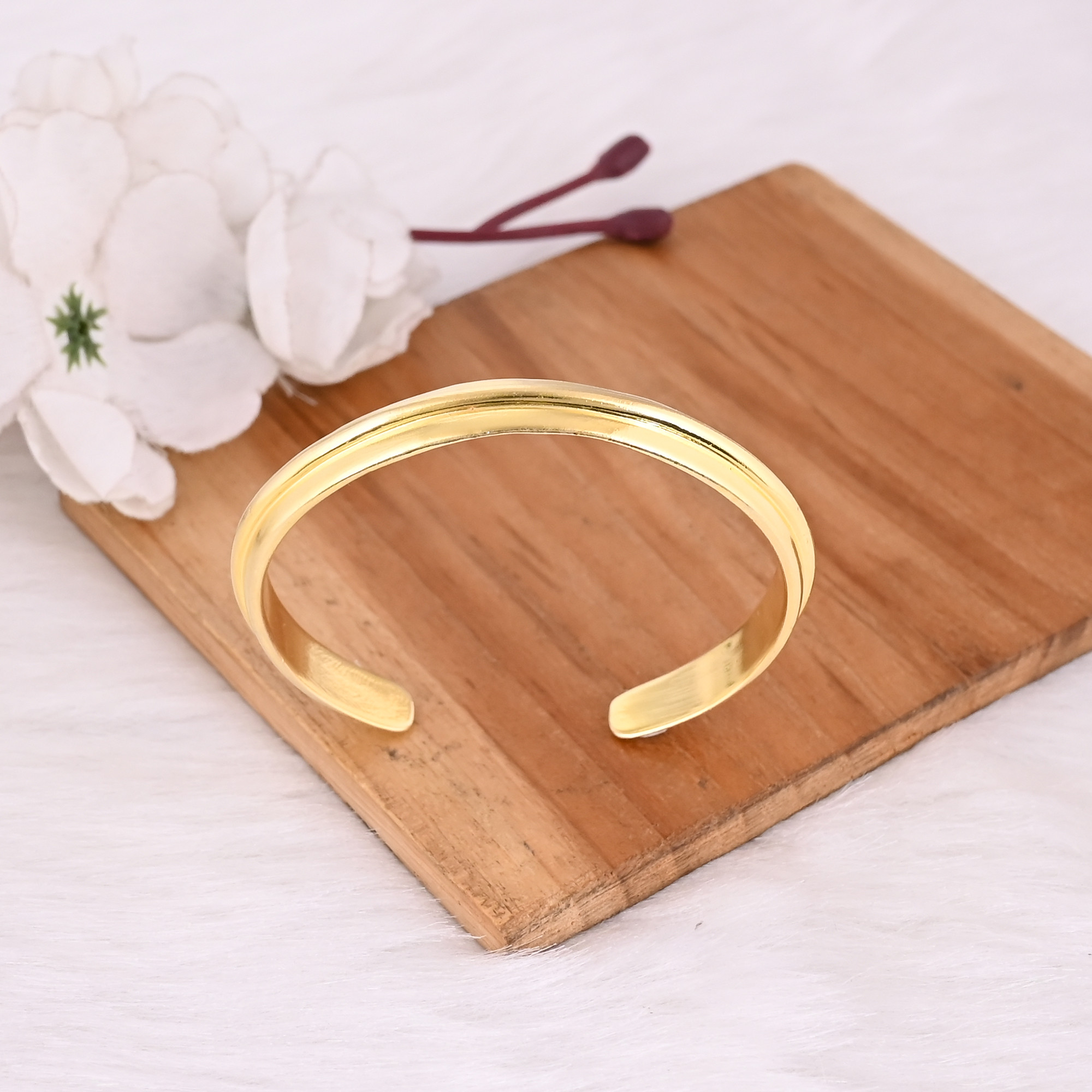 Yellow Gold Plated Brass Adjustable Cuff bangle Bracelet Handmade Charm Jewelry Trendy Jewelry
