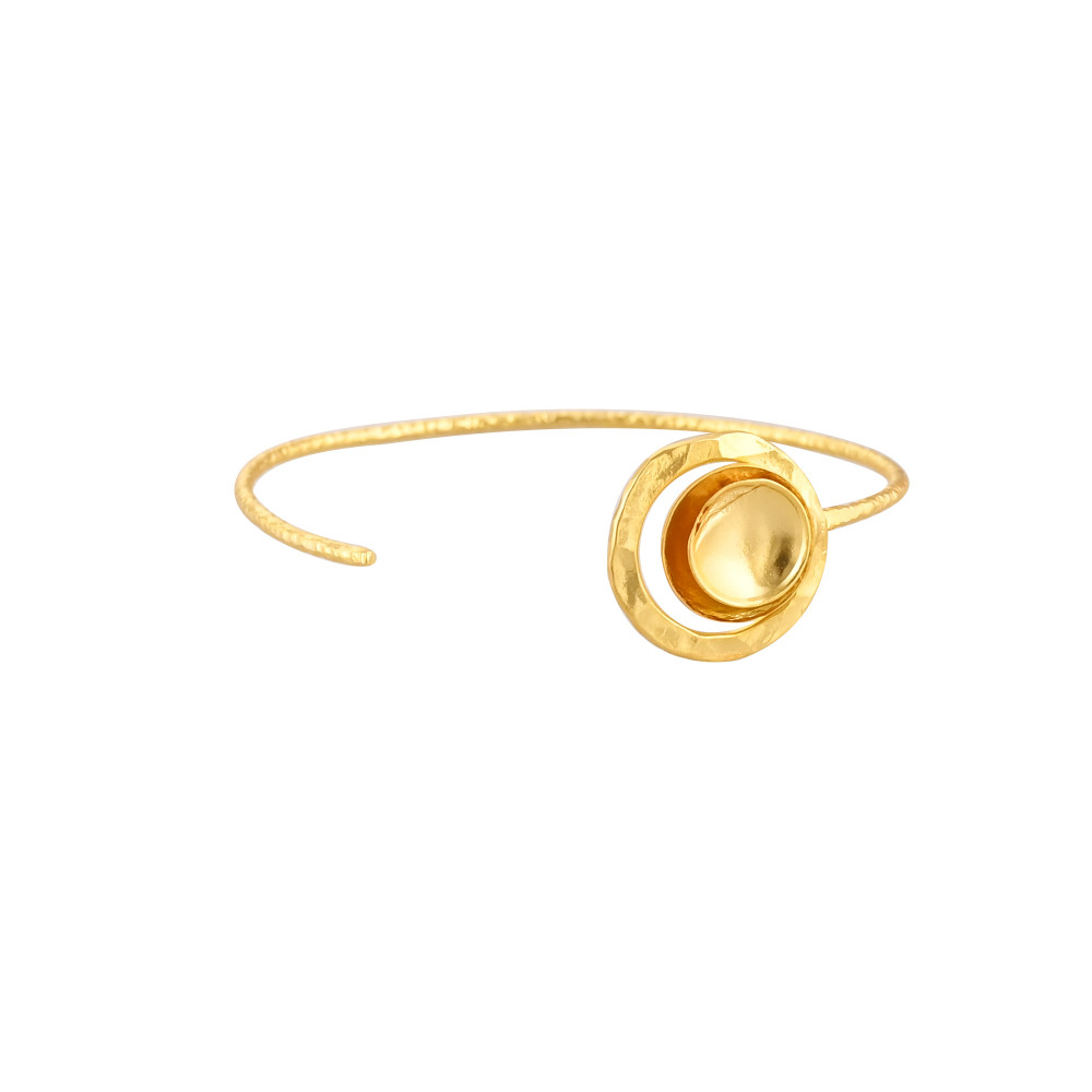 Image of Yellow Gold-Plated Brass Handmade Women Adjustable Bangle Bracelet Dainty Jewelry Cuff Bangle