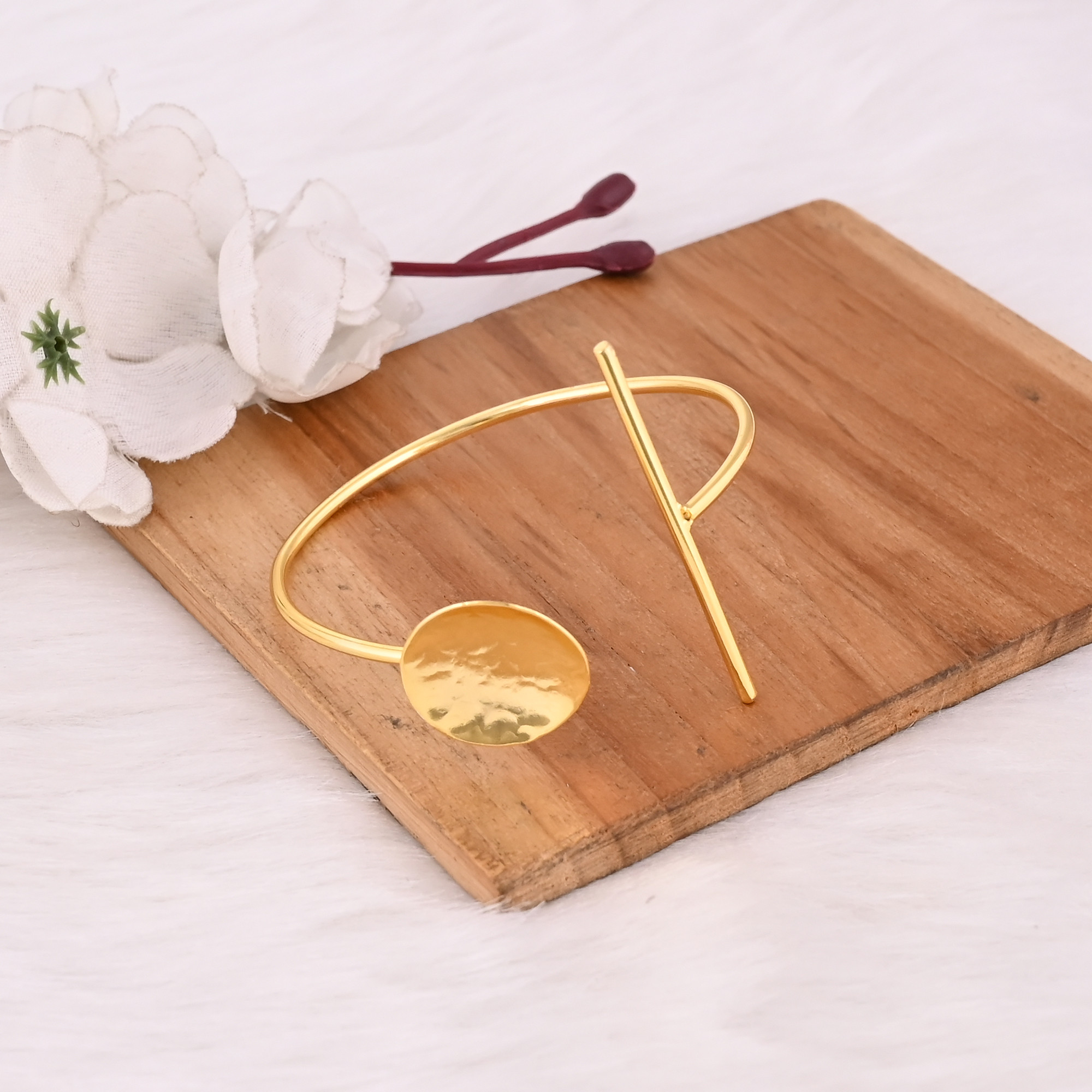 Gold Plated Brass Handmade Designer Women Bangle Handmade Designer Adjustable Cuff Bracelet