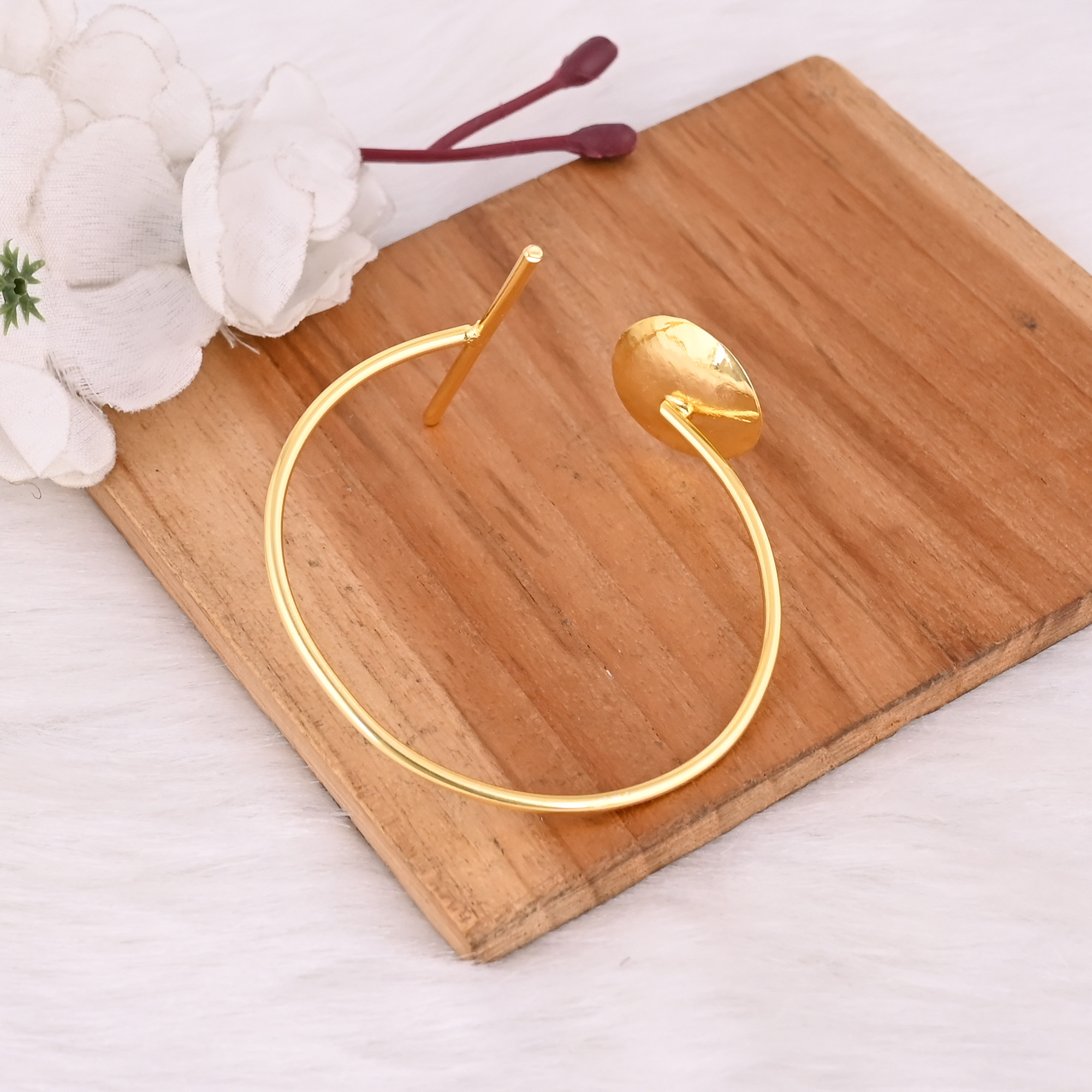 Gold Plated Brass Handmade Designer Women Bangle Handmade Designer Adjustable Cuff Bracelet