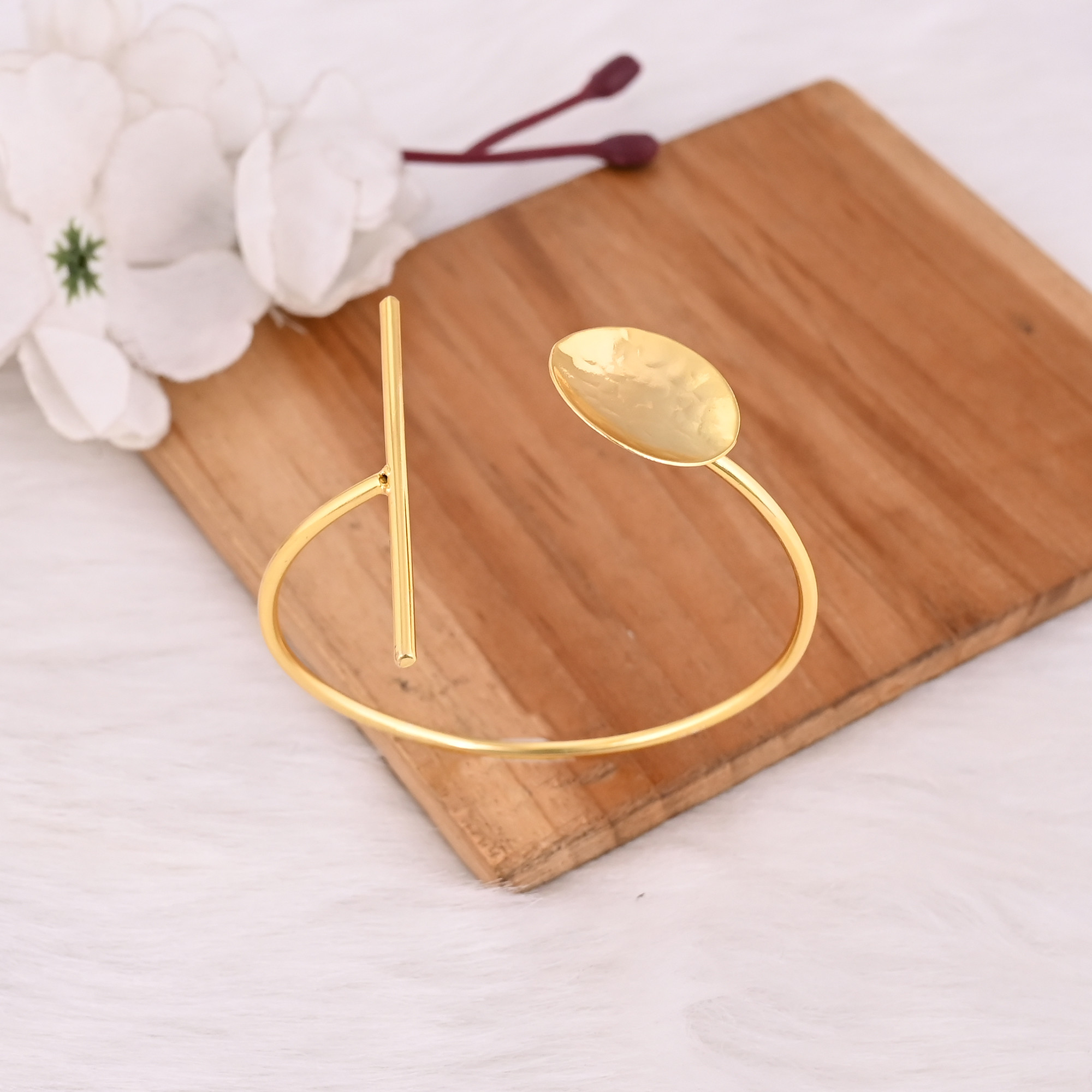 Gold Plated Brass Handmade Designer Women Bangle Handmade Designer Adjustable Cuff Bracelet