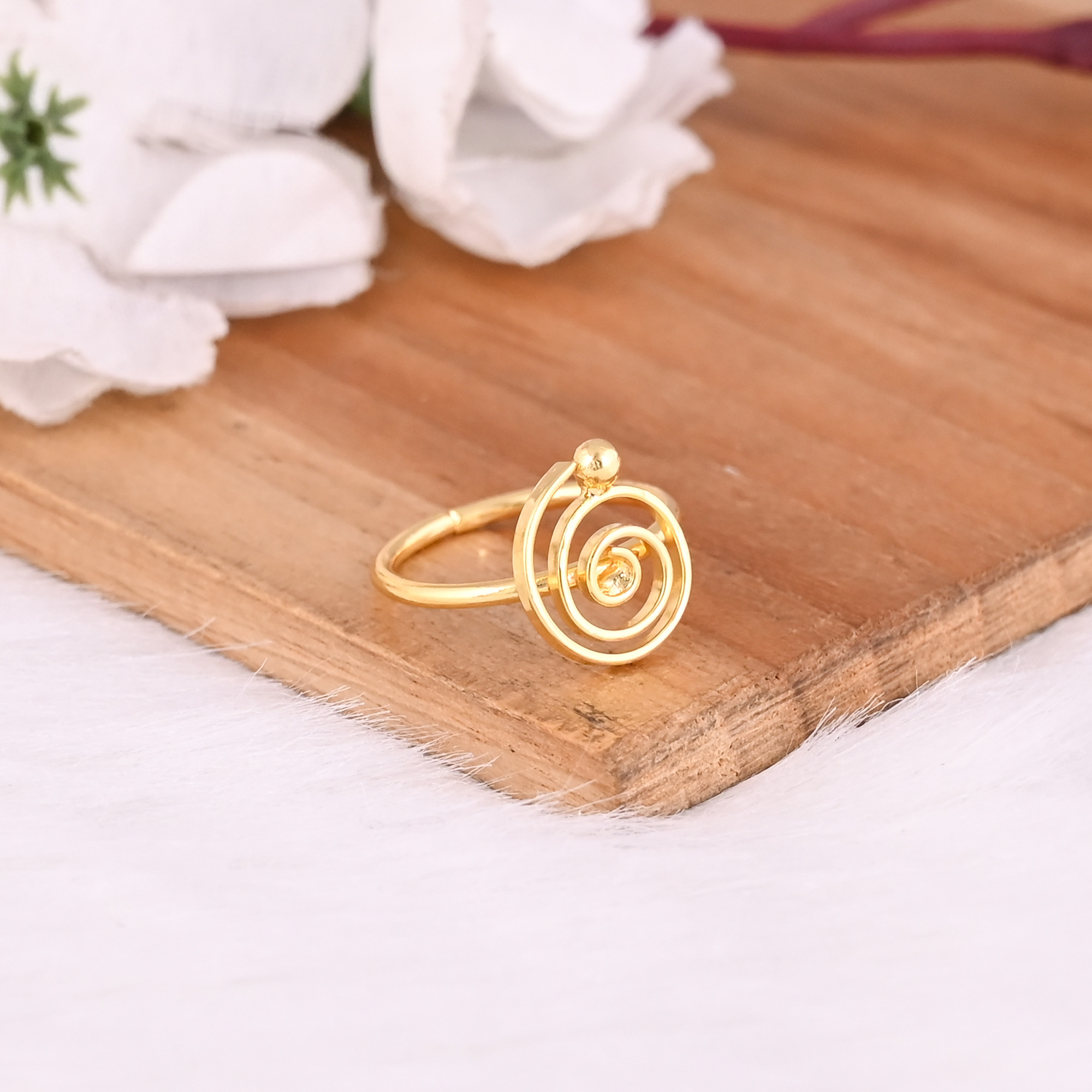 Wholesale Lot 25pcs Yellow Gold Plated Adjustable Brass Spiral Ring Unique Bohemian Stylish Handmade Stackable Jewelry