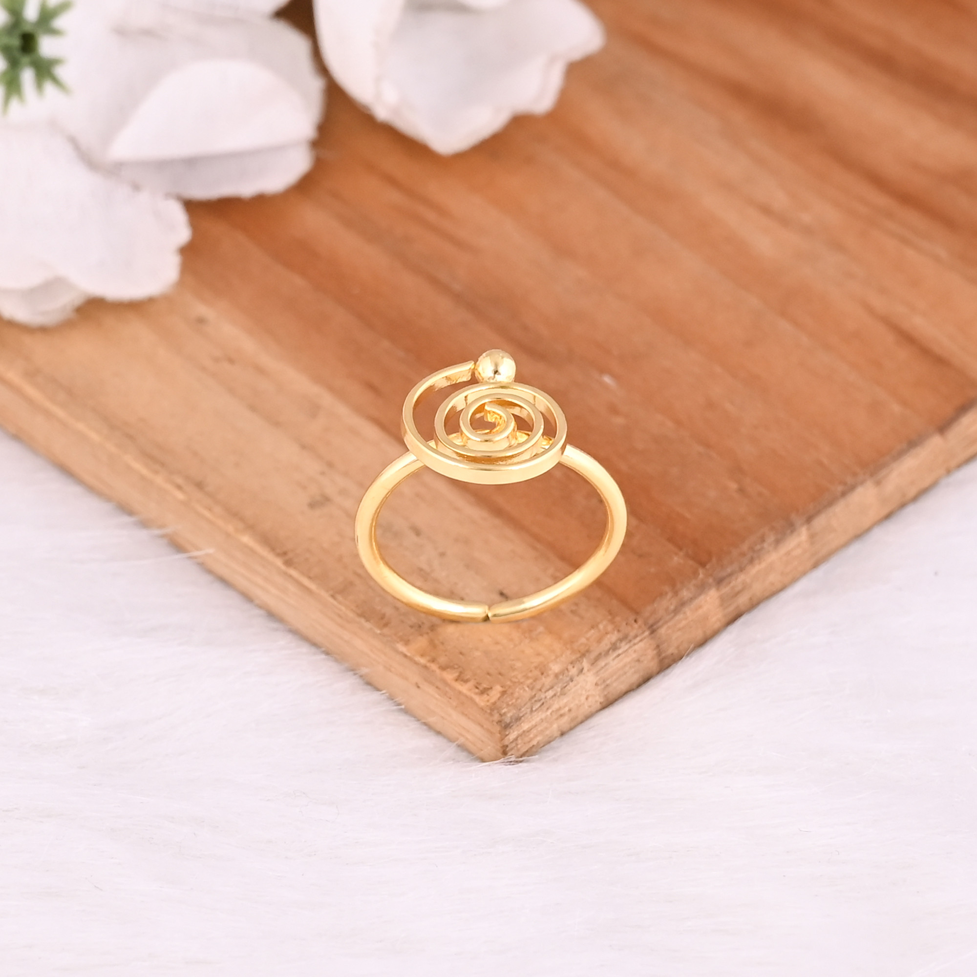 Wholesale Lot 25pcs Yellow Gold Plated Adjustable Brass Spiral Ring Unique Bohemian Stylish Handmade Stackable Jewelry