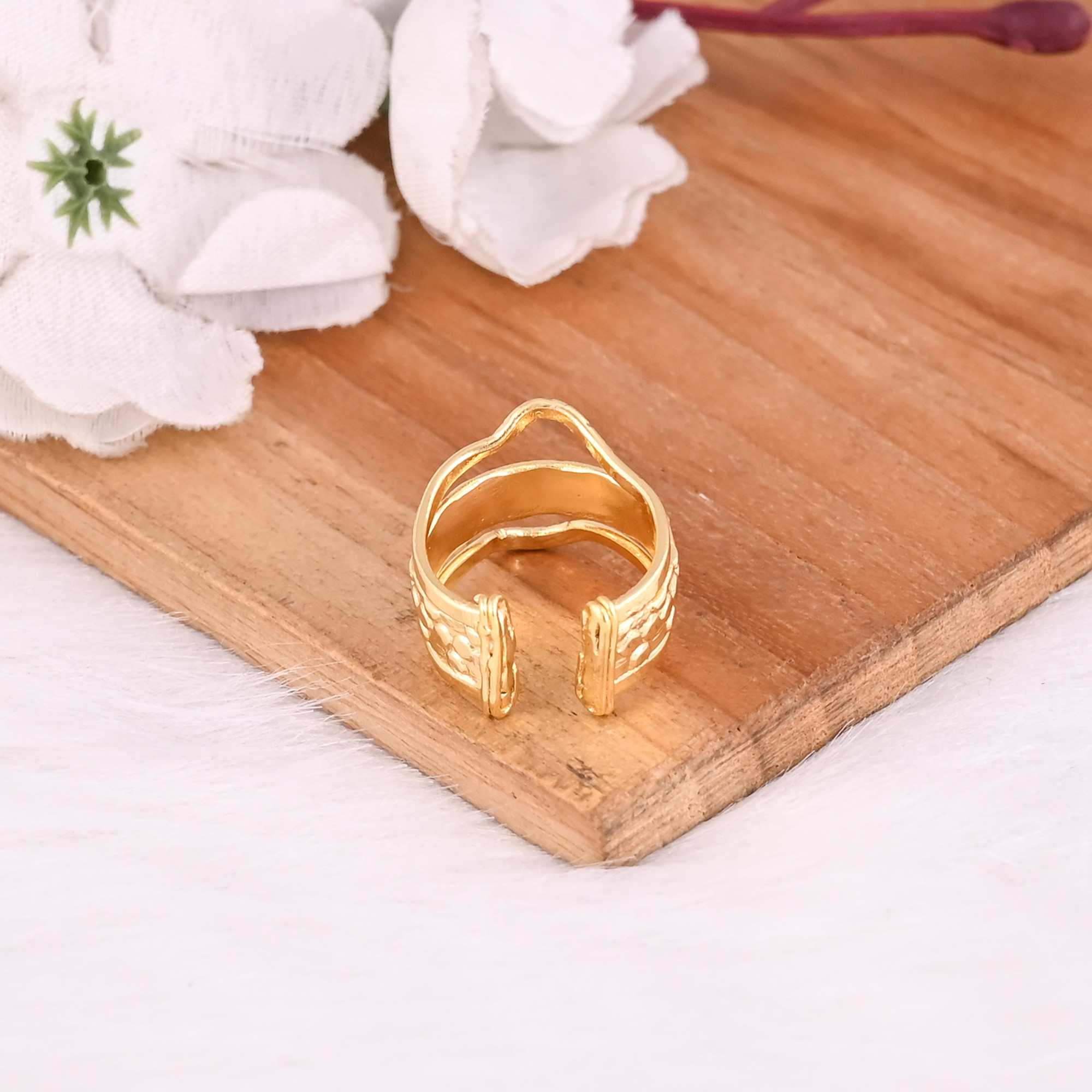 Wholesale Lot 25 Piece Yellow Gold Plated Plain Brass Handmade Boho Designer Unique Gift Charm Jewelry Adjustable Ring